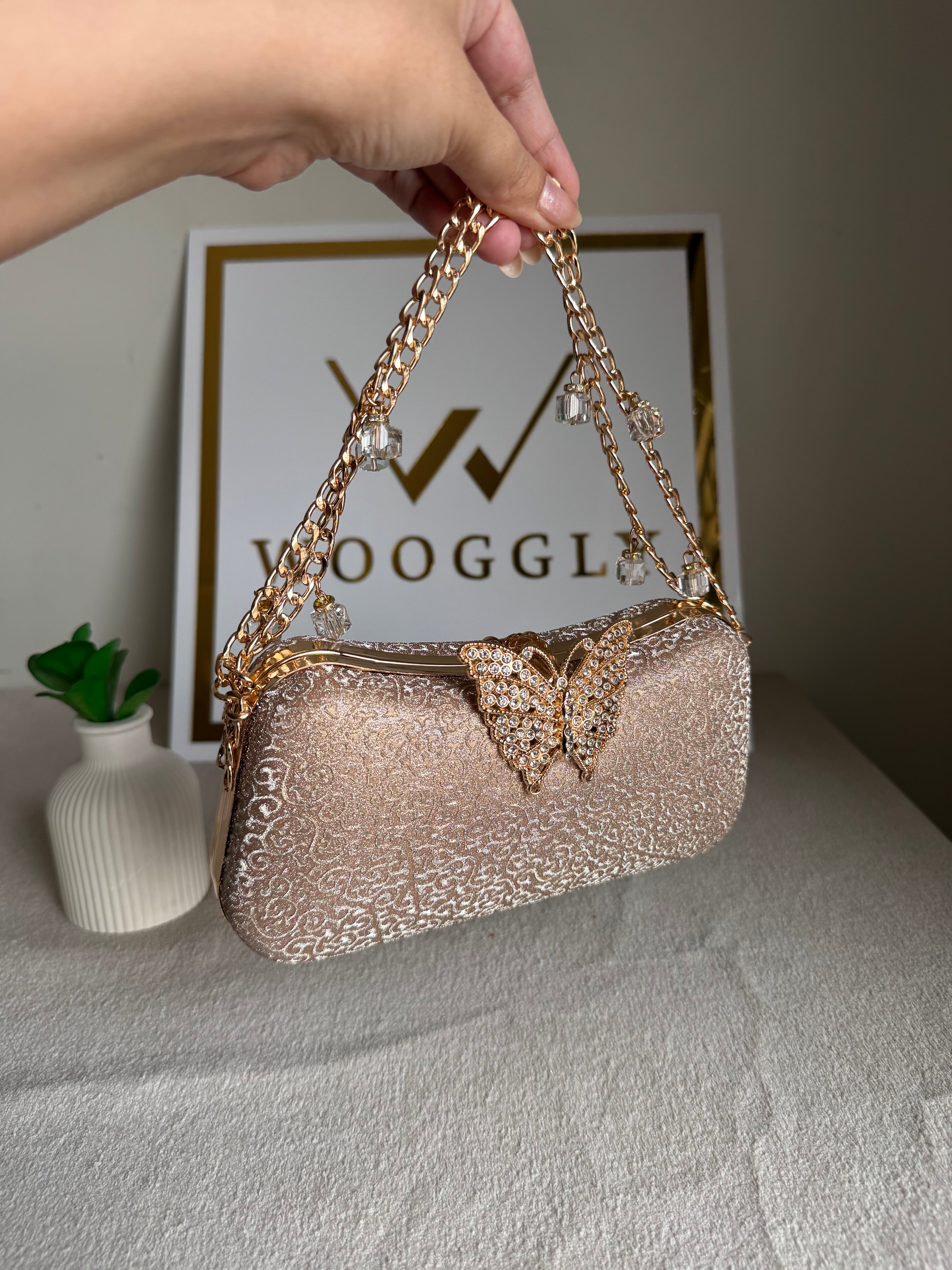 Rosy Butterfly Clutch (Rose Gold)