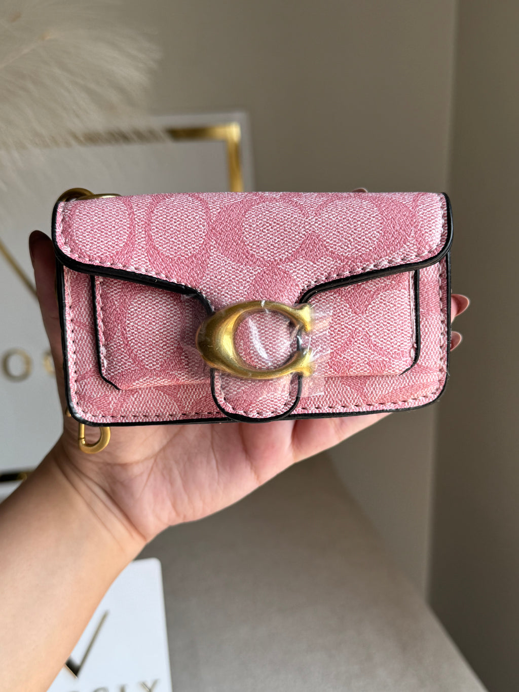 Coach Tabby Mini Bag Charm Signature Pink