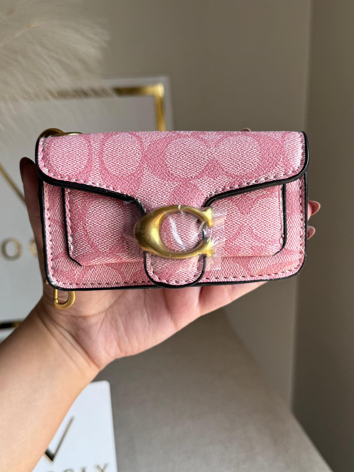 Coach Tabby Mini Bag Charm Signature Pink