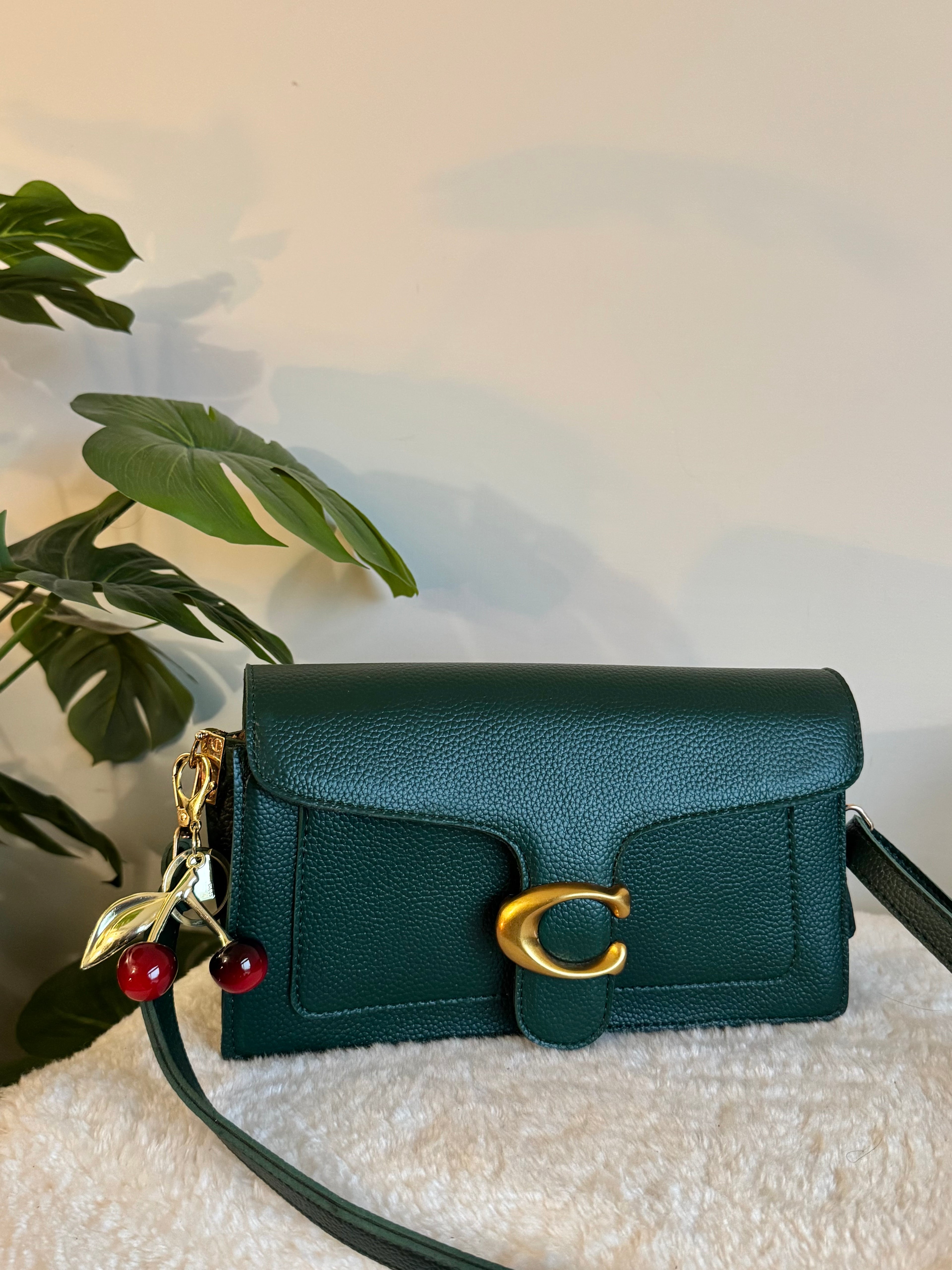 COACH TABBY with Coach Cherry Charm (Green)