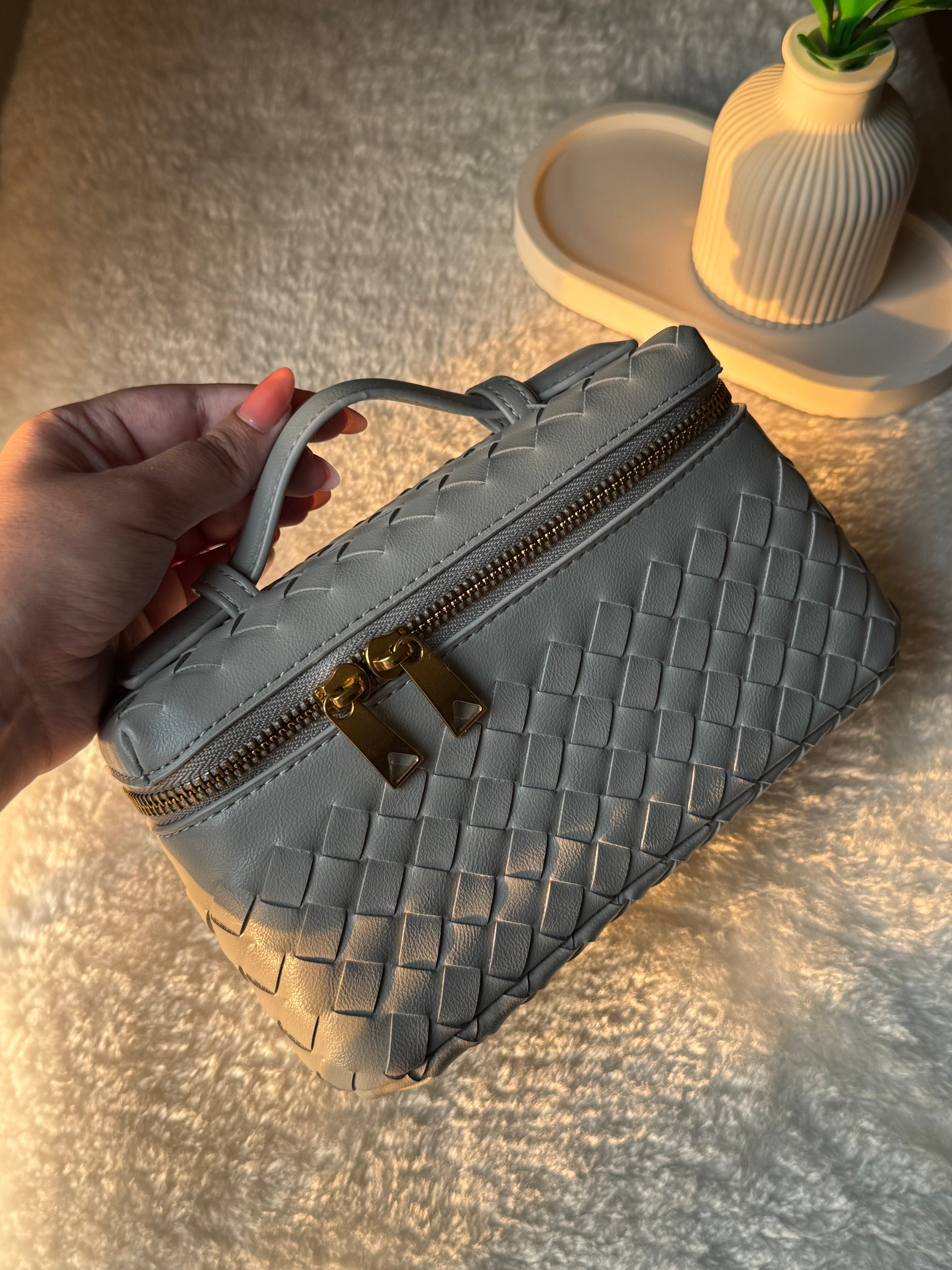 JW Pie Woven Bag with Long Strap (Light Grey)