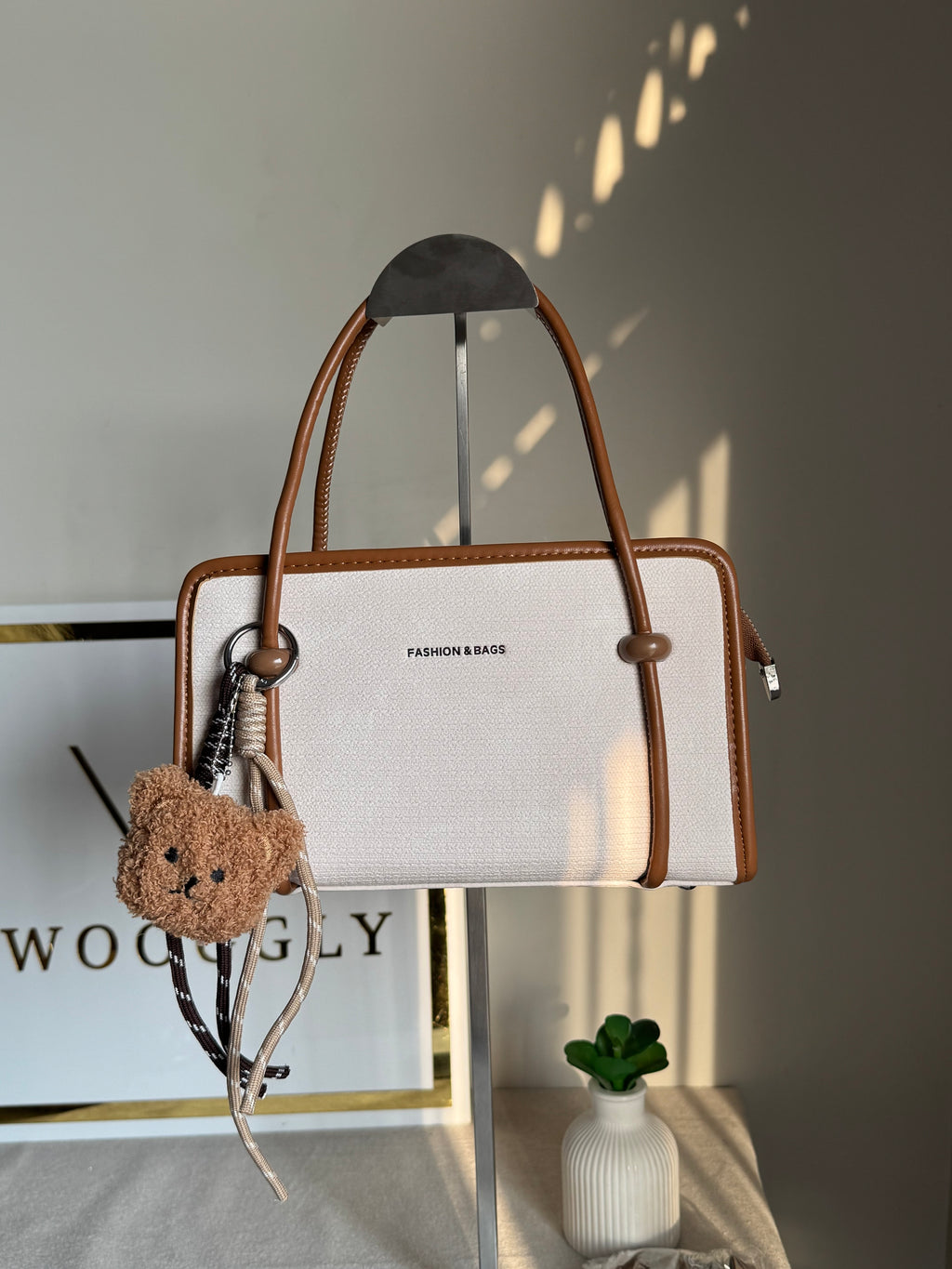 Coco White Teddy Bag with Teddy Bag Charm