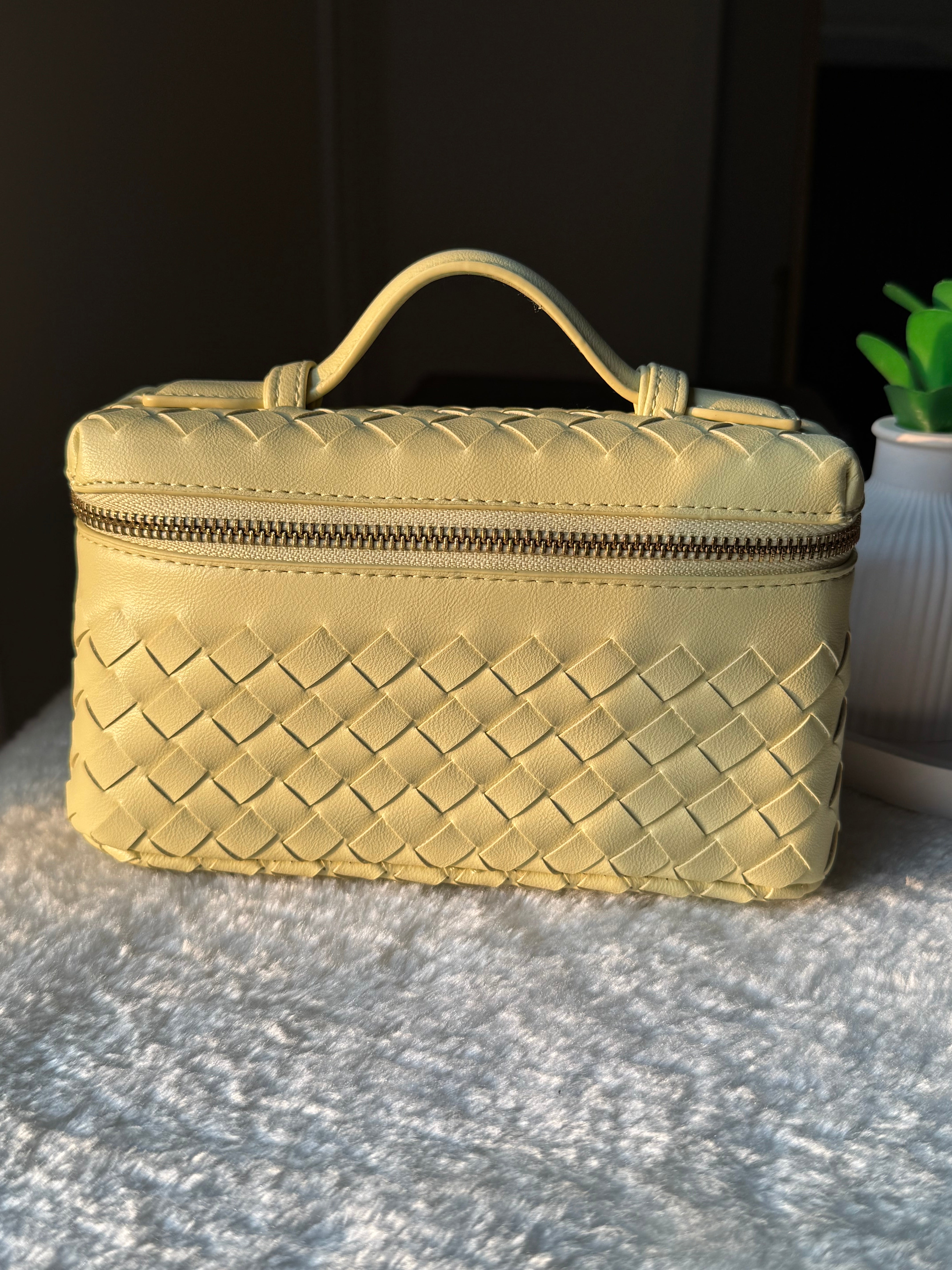 JW Pie Woven Bag with Long Strap (Butter Yellow)