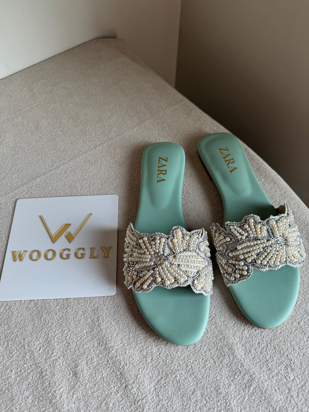 Zara Sugar Bloom Slides - Turquoise
