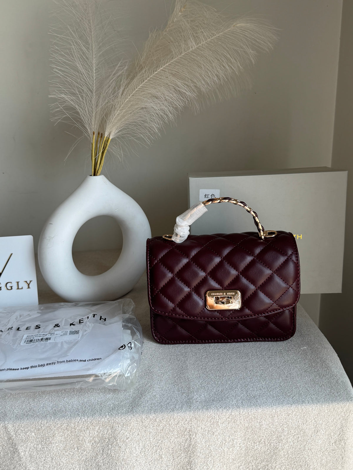 Premium C & K Elora Bag with PROPER PACKING Burgundy