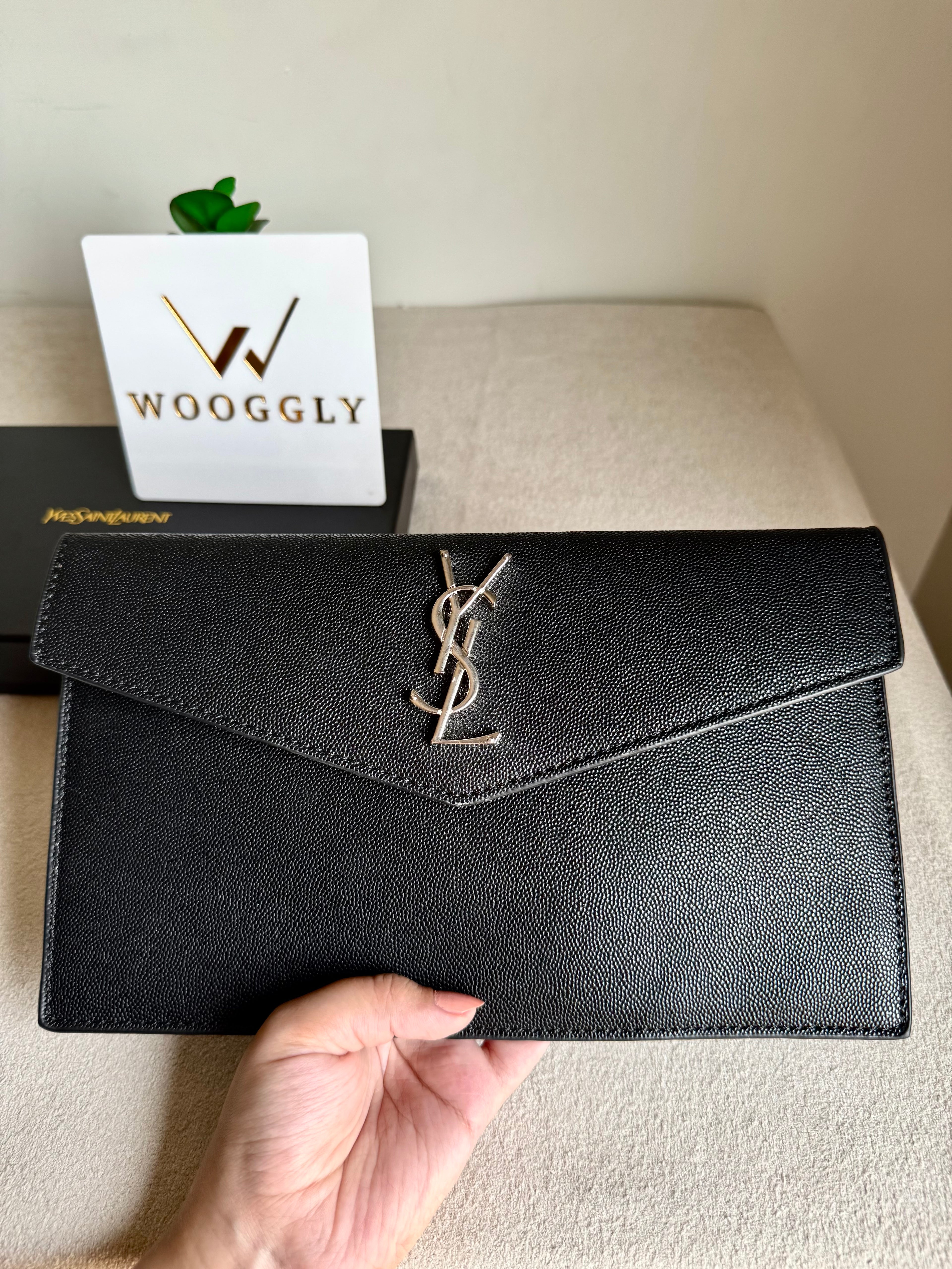 Premium Quality YSL Pouch with Box Packing - BLACK