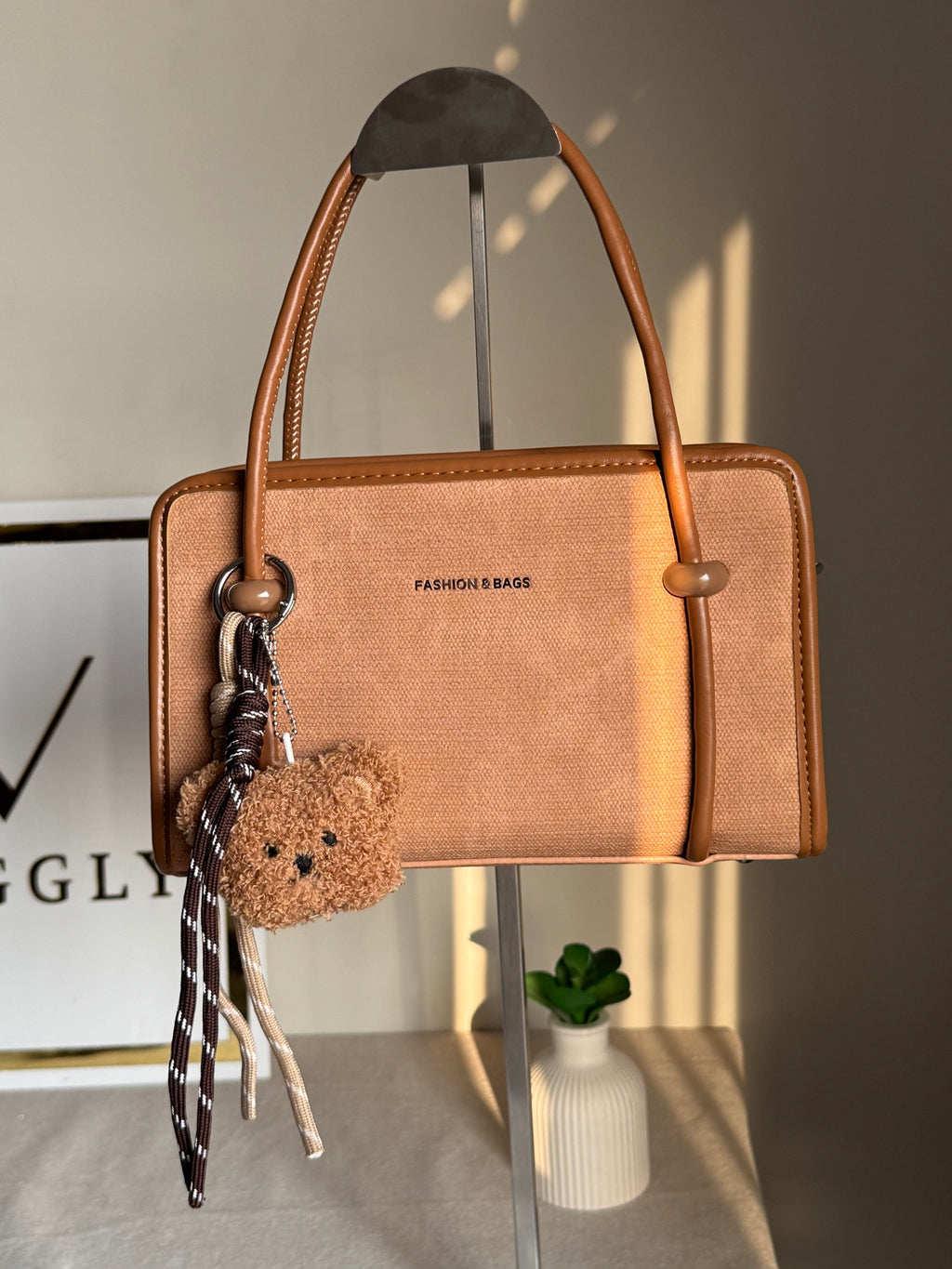Coco Beige Teddy Bag with Teddy Bag Charm