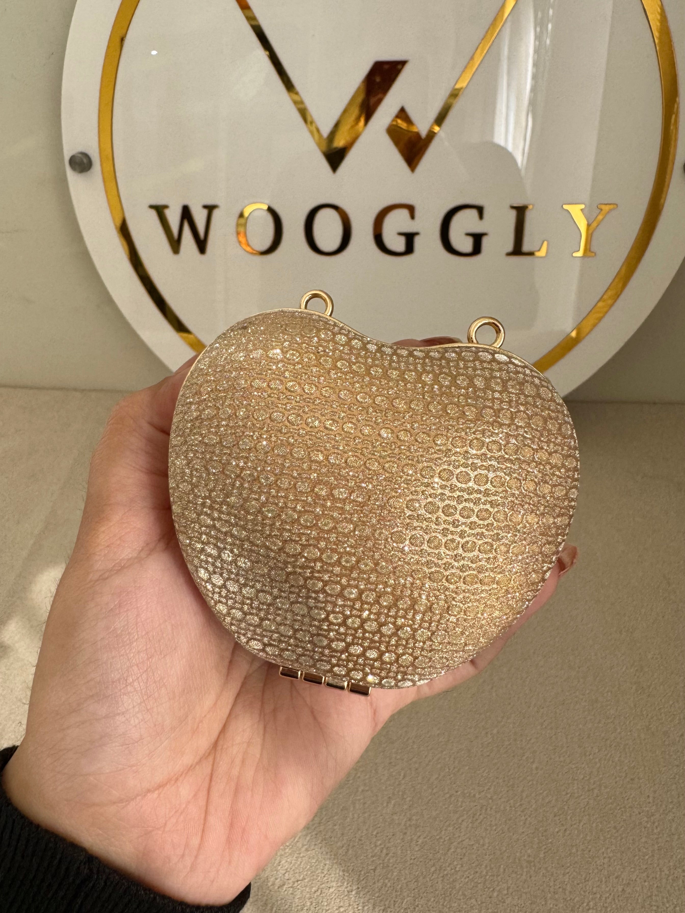 Apple Shimmer Clutch with Chain - Mini Gold