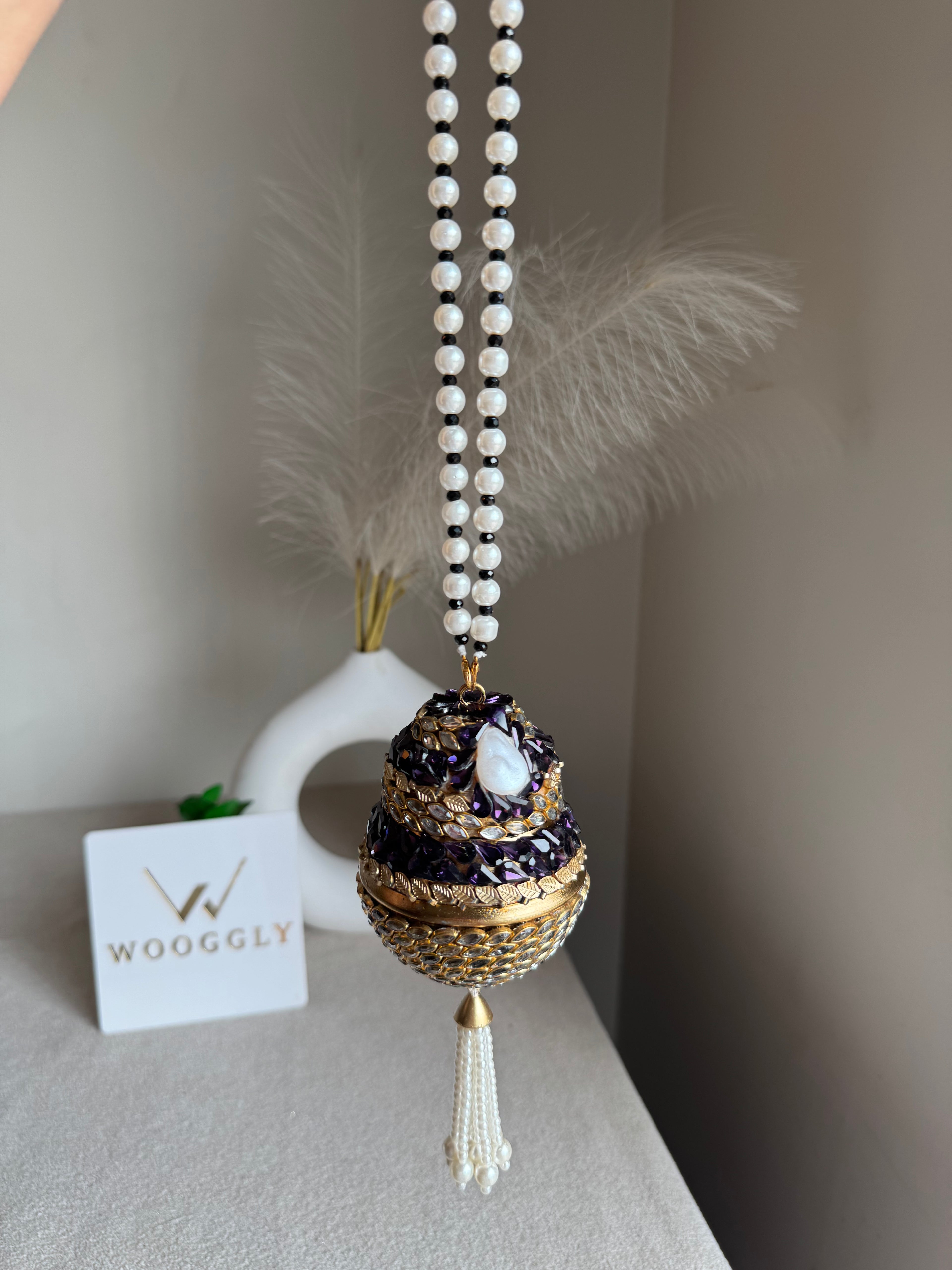 Turkish Potli - Gold Magenta Pearl