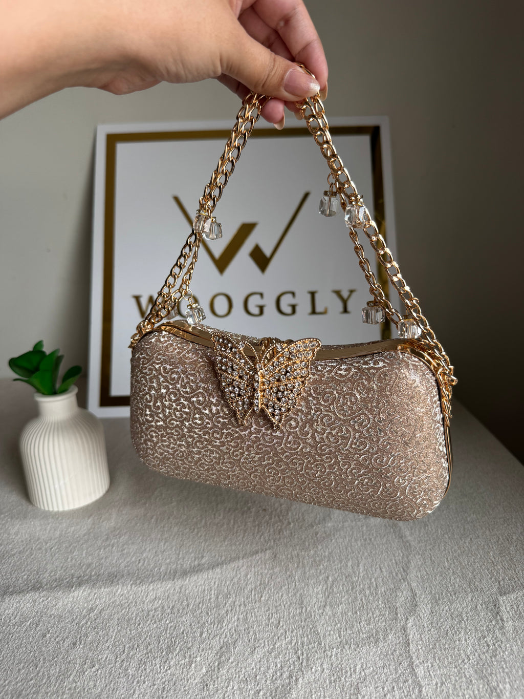 Rosy Butterfly Clutch (Rose Gold)