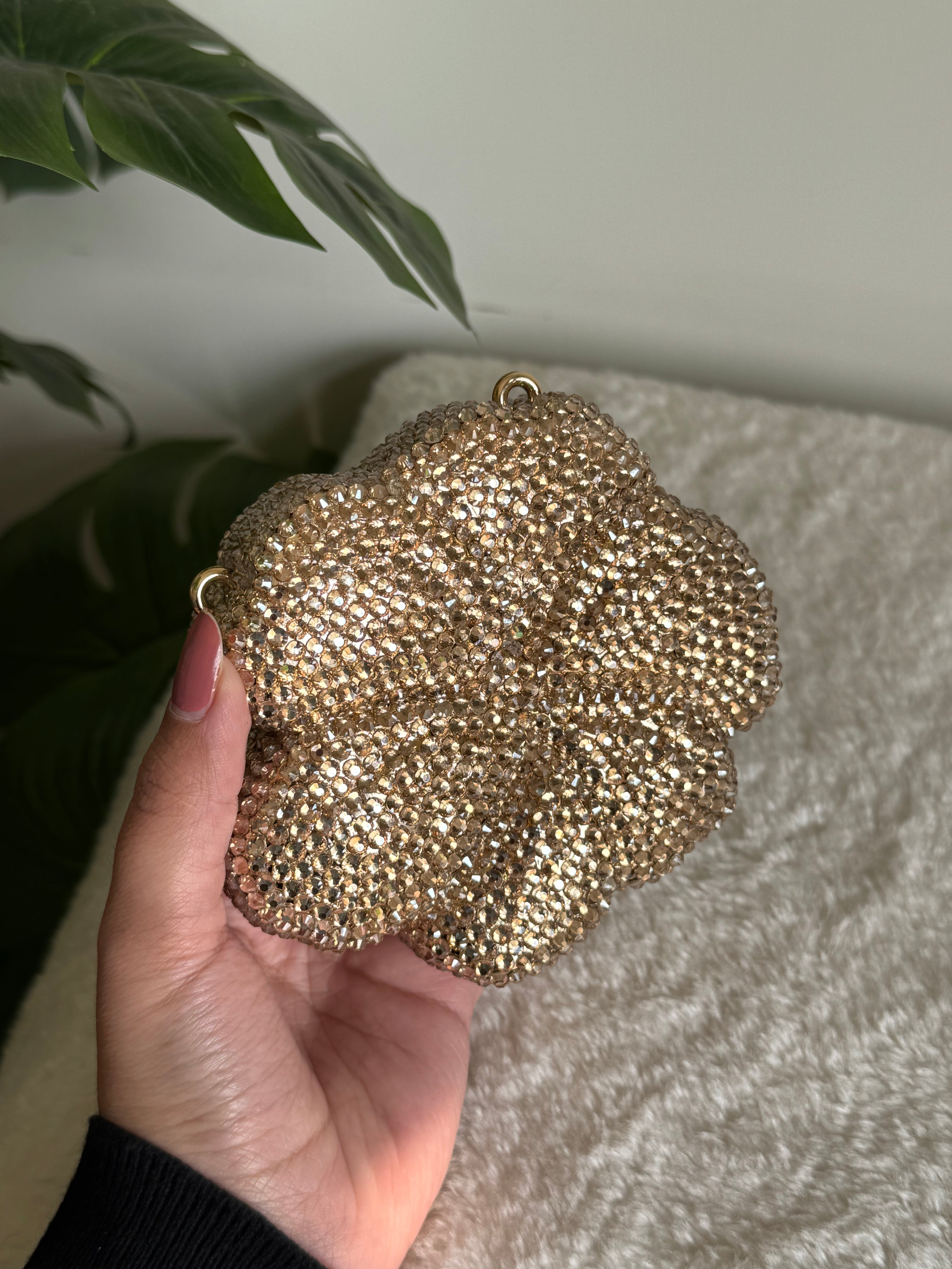 Flower Swarovski Clutch - Mini Gold