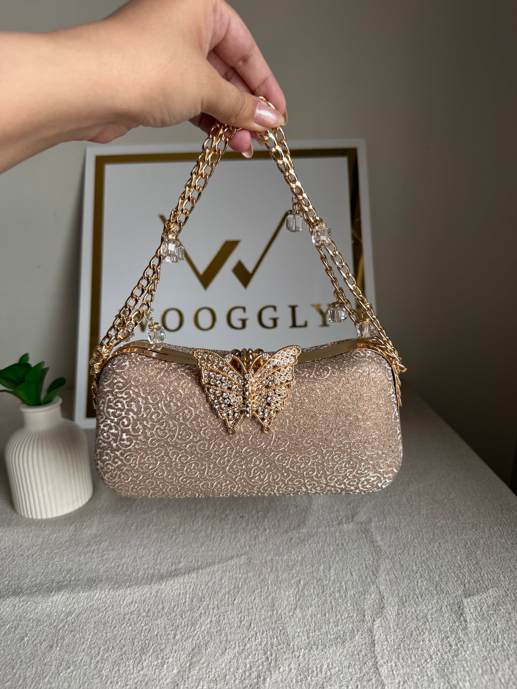 Rosy Butterfly Clutch (Rose Gold)