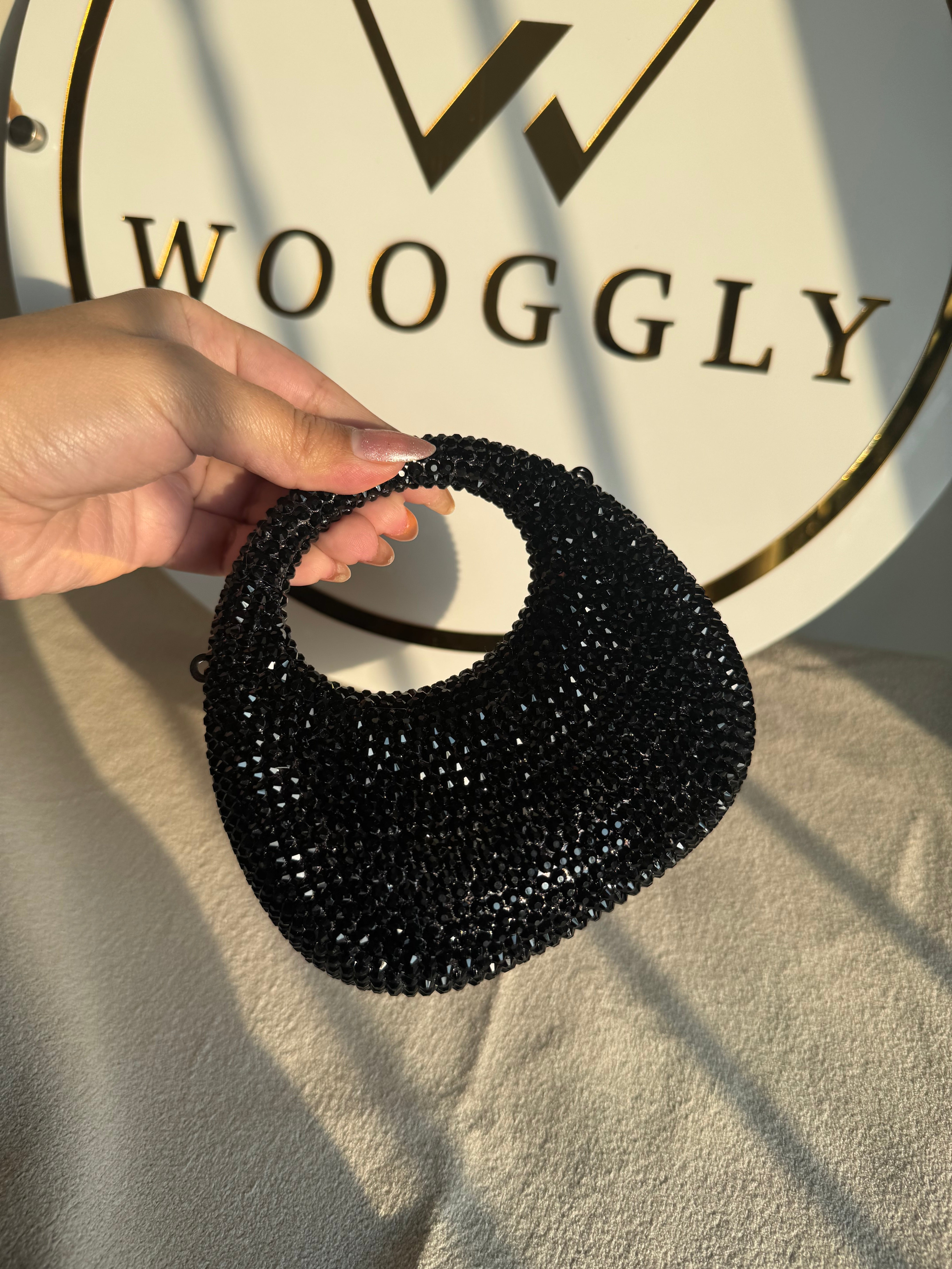 Viral Swarovski Metallic Clutch - Mini Black