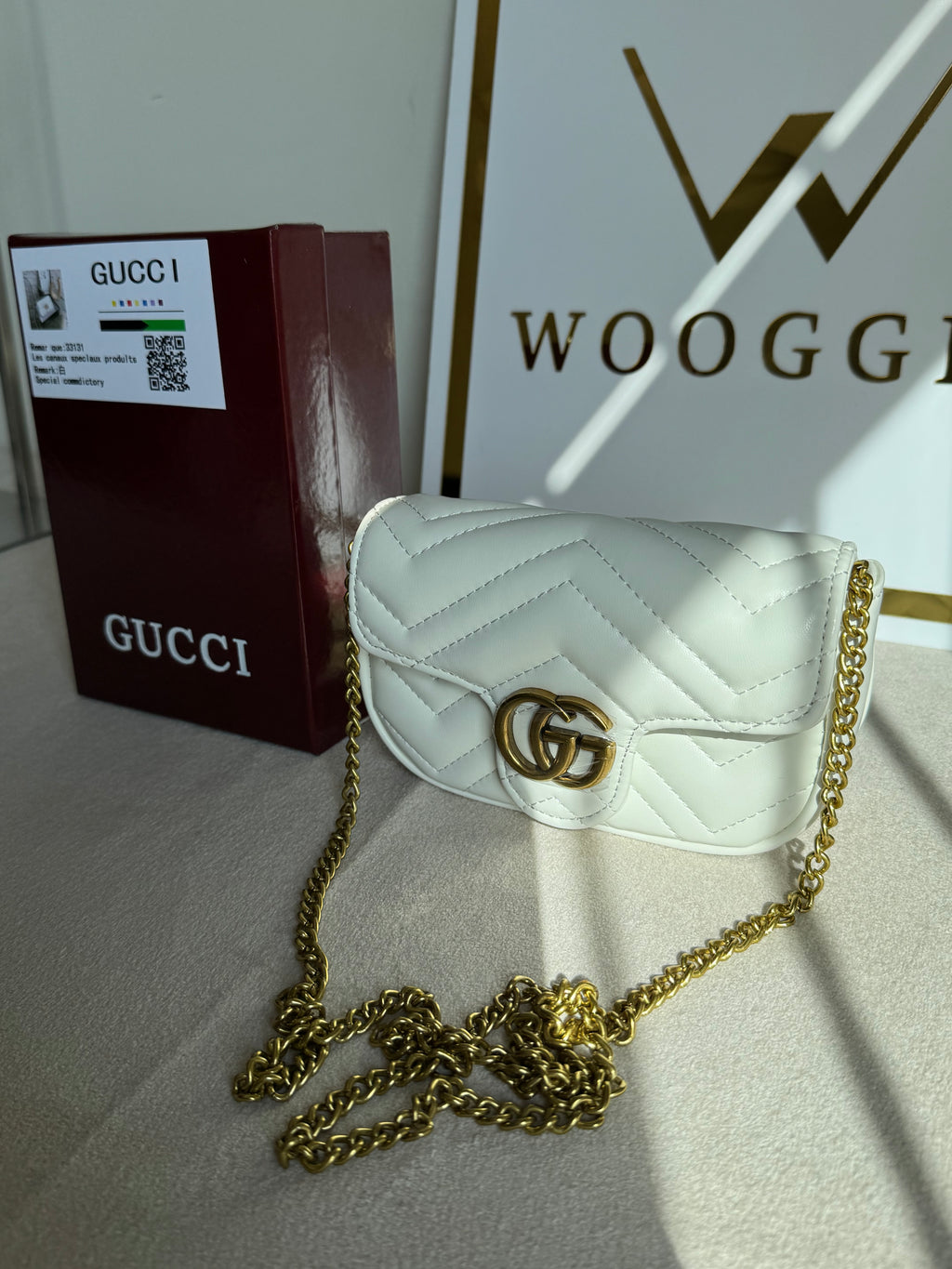 Gucci Signature Bag SMALL - Cream with Box Packing