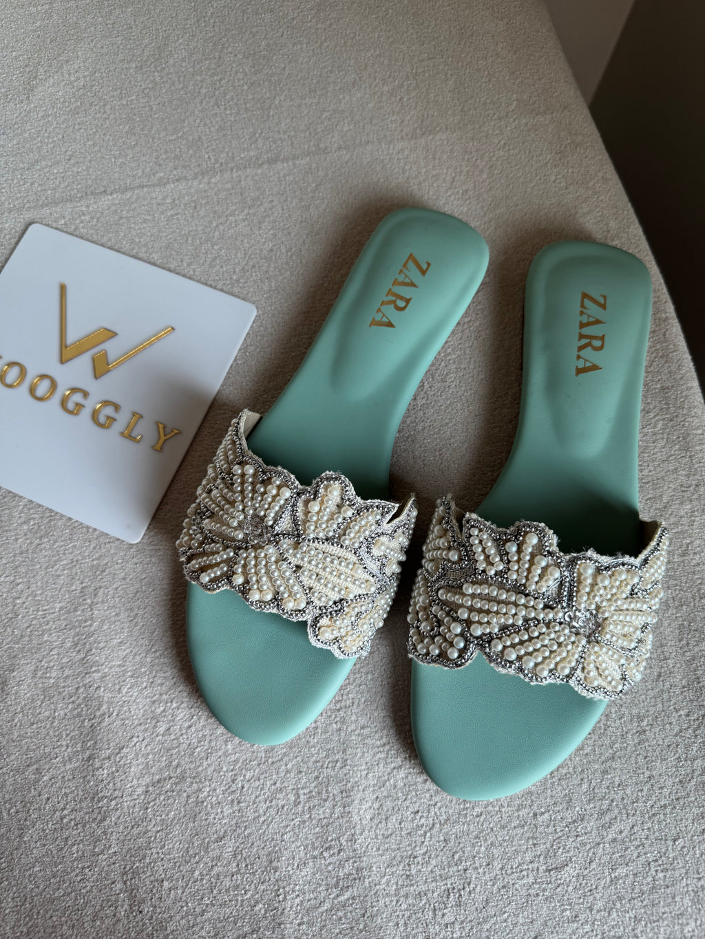 Zara Sugar Bloom Slides - Turquoise