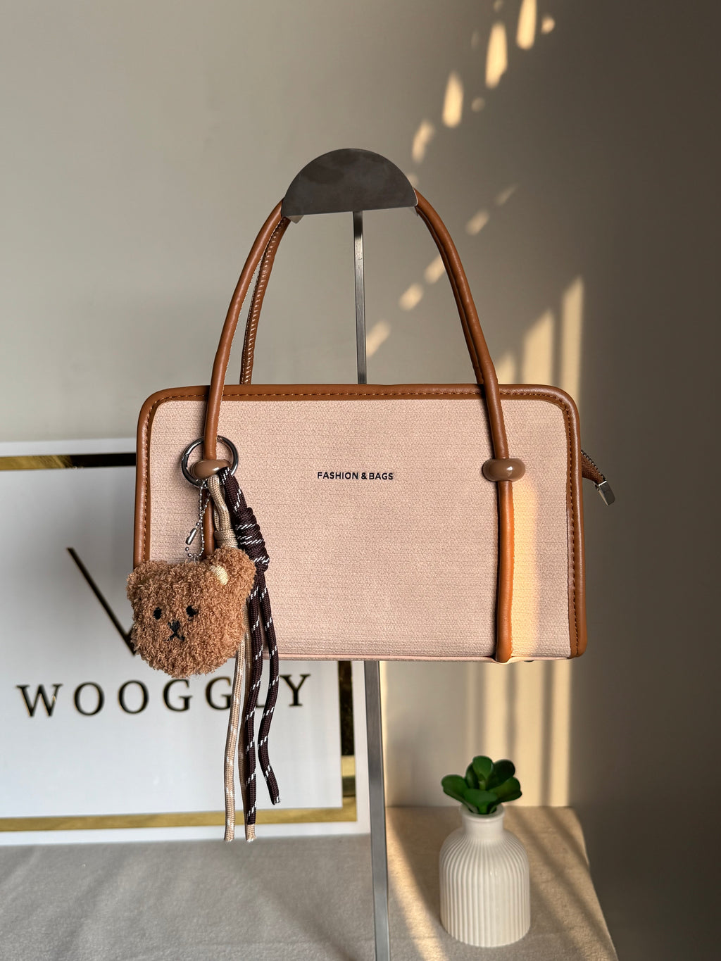 Coco Light Beige Teddy Bag with Teddy Bag Charm