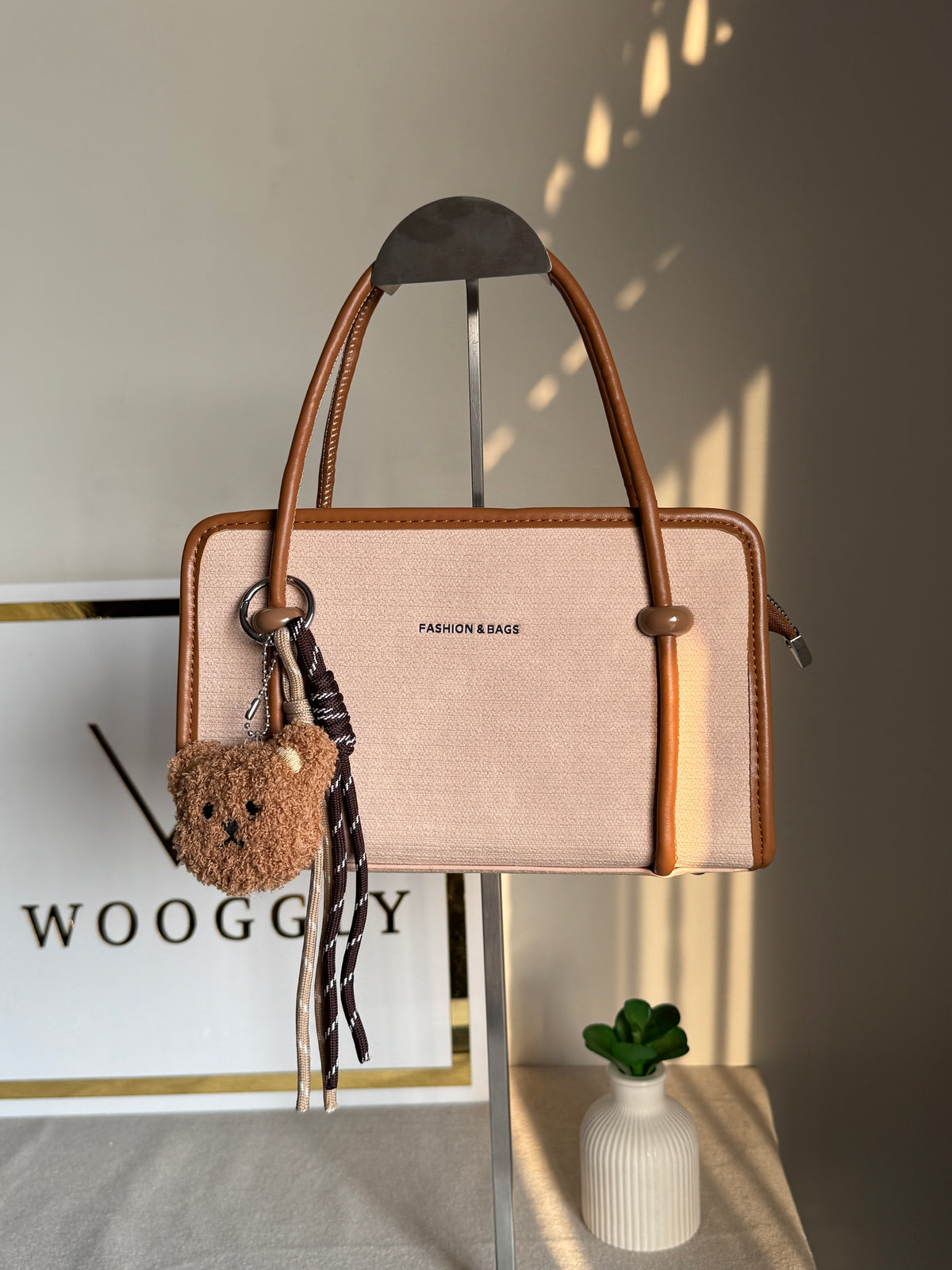 Coco Light Beige Teddy Bag with Teddy Bag Charm