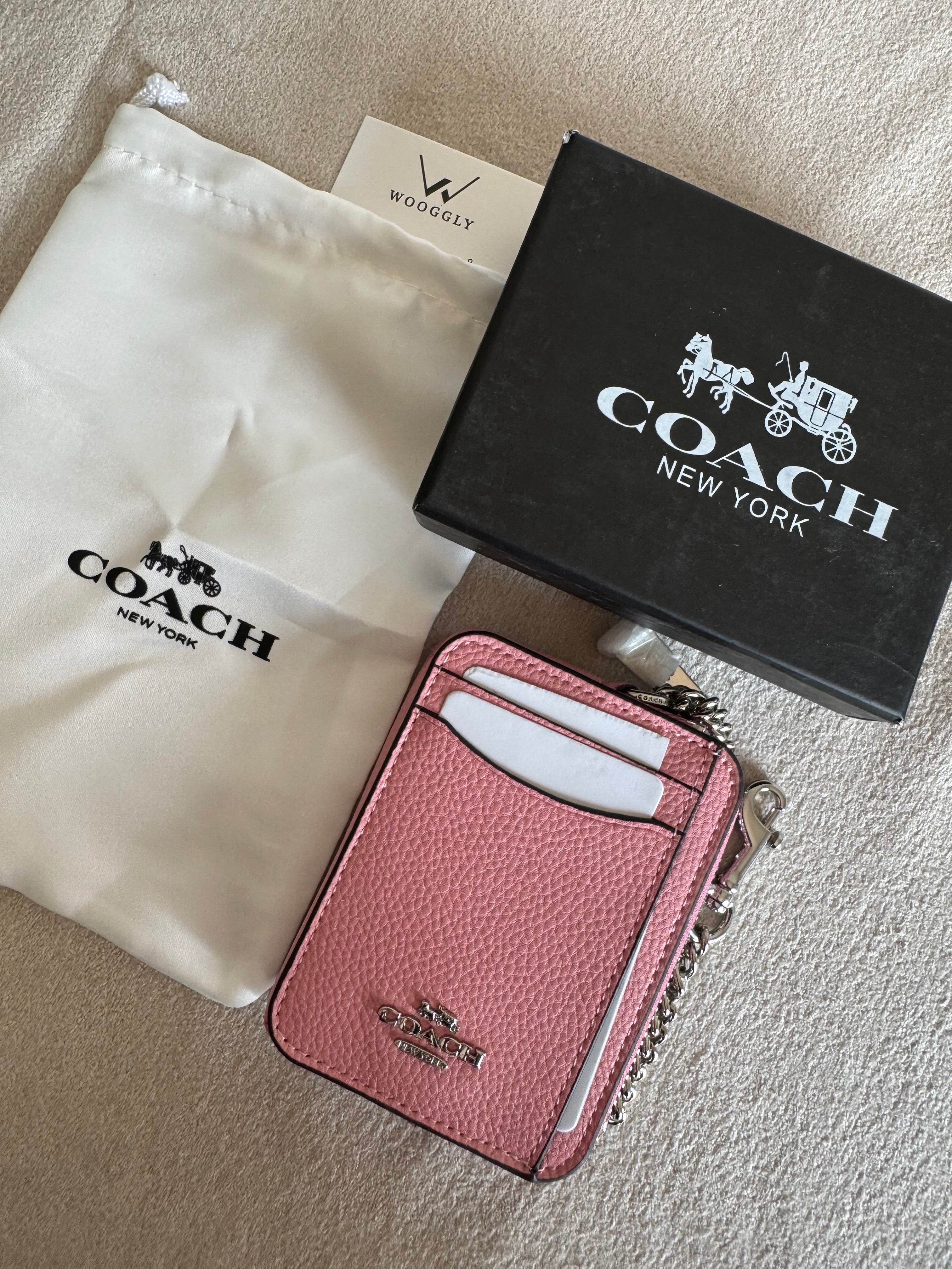 Coach Zip Card Case with Box Packing - Tea Pink