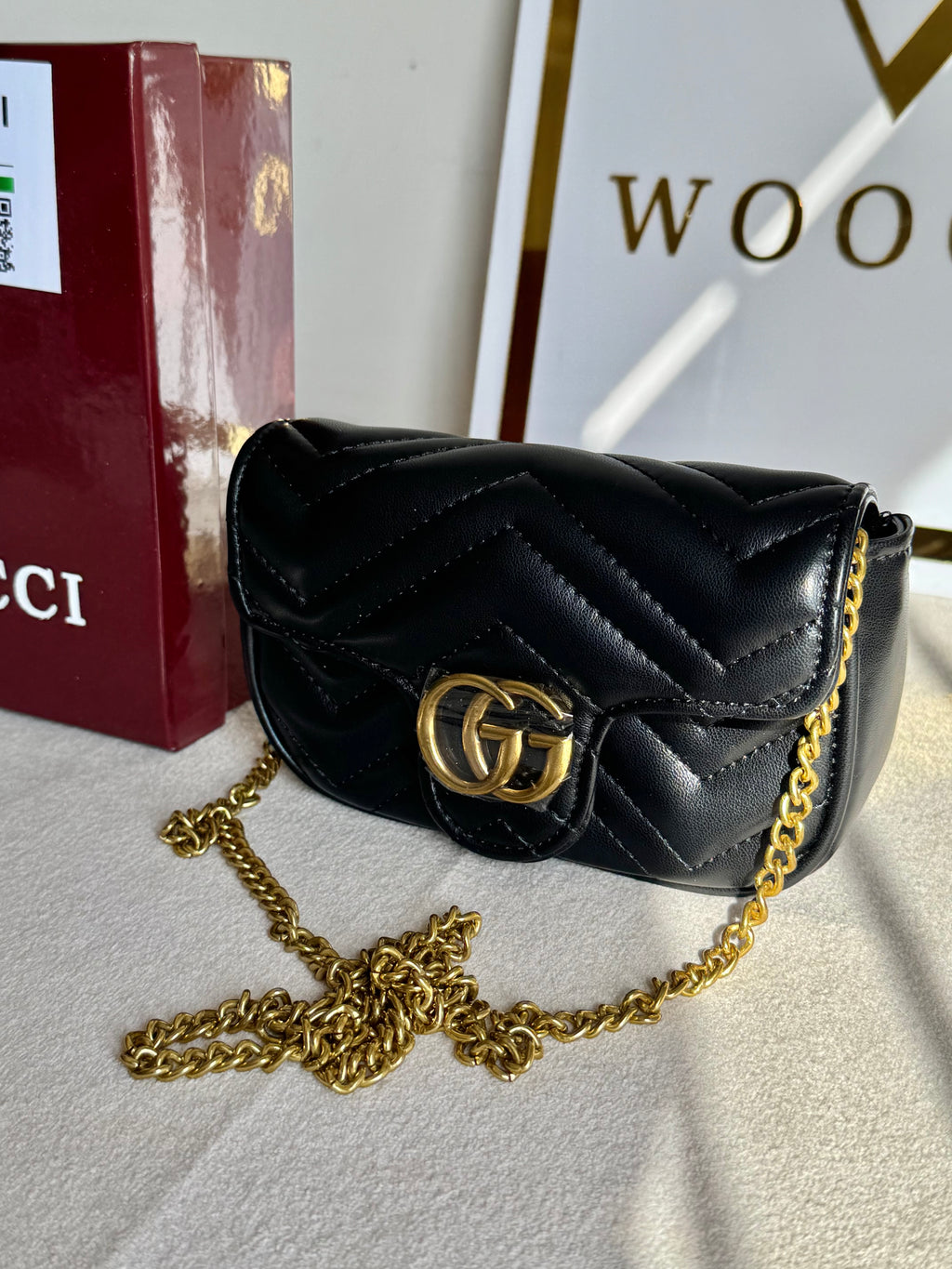 Gucci Signature Bag SMALL - Black with Box Packing
