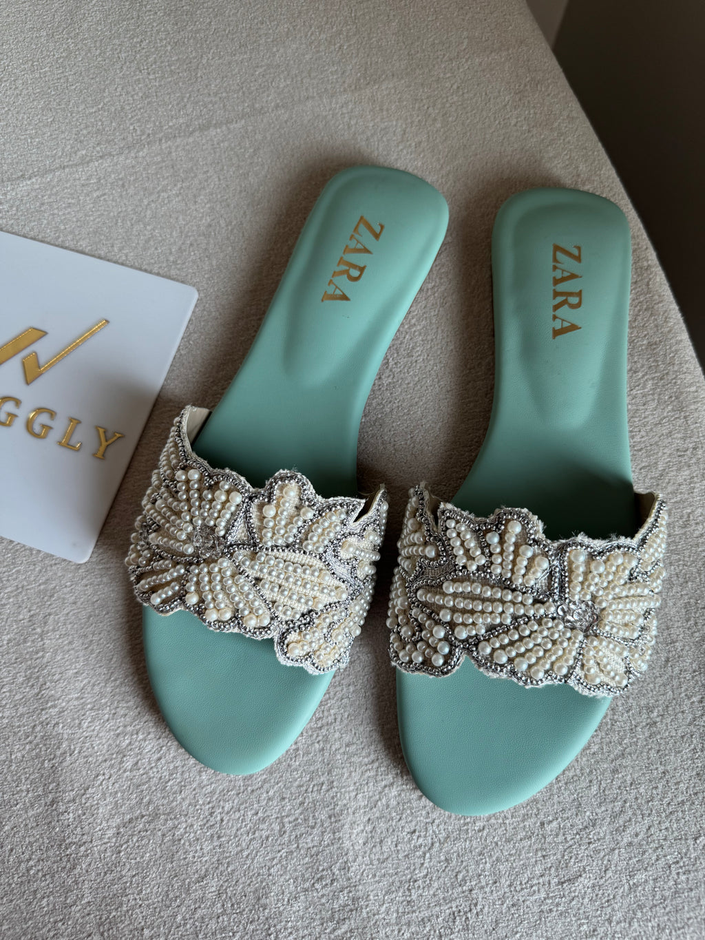Zara Sugar Bloom Slides - Turquoise