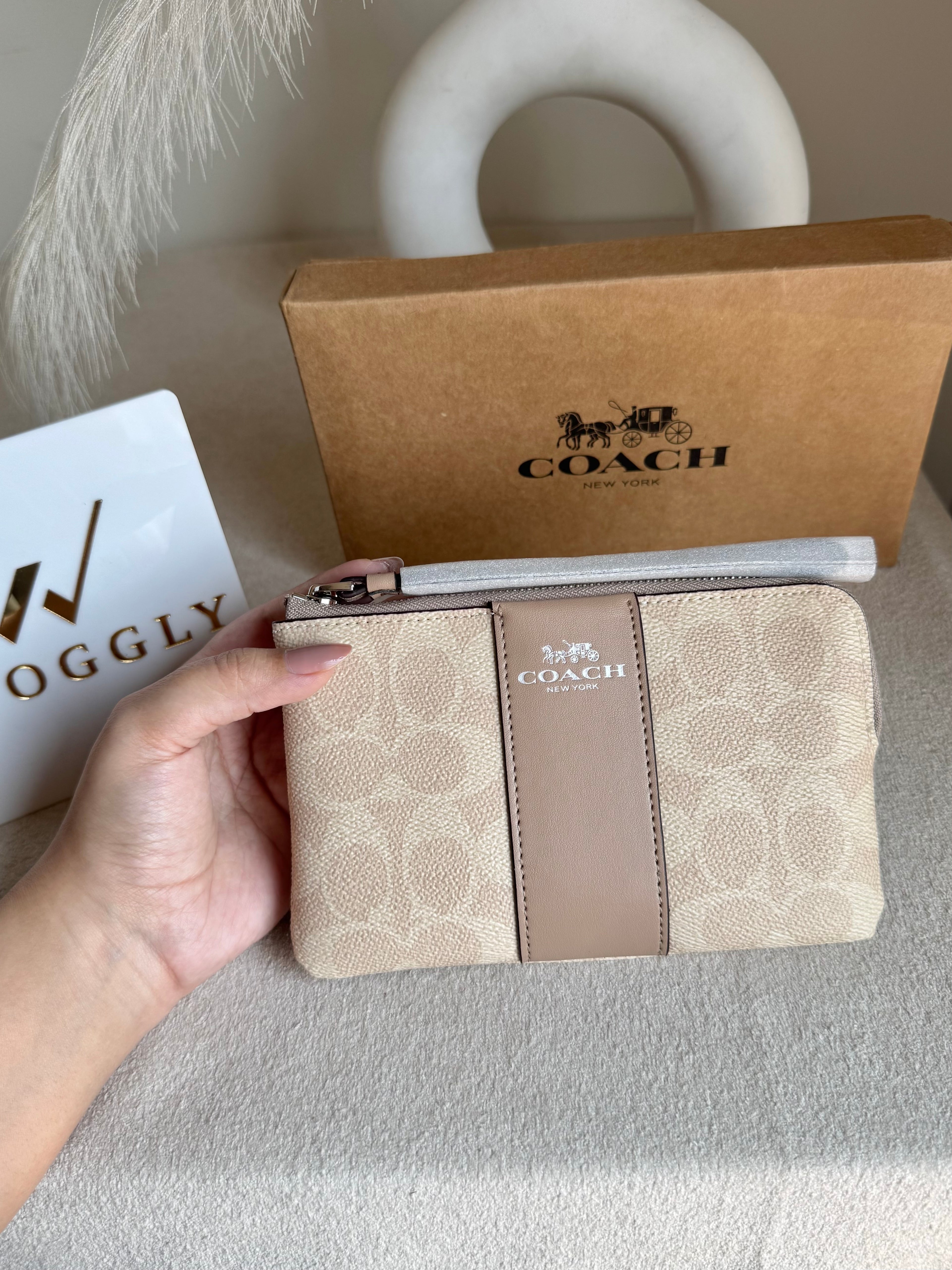 High Quality Wristlet - Signature Beige