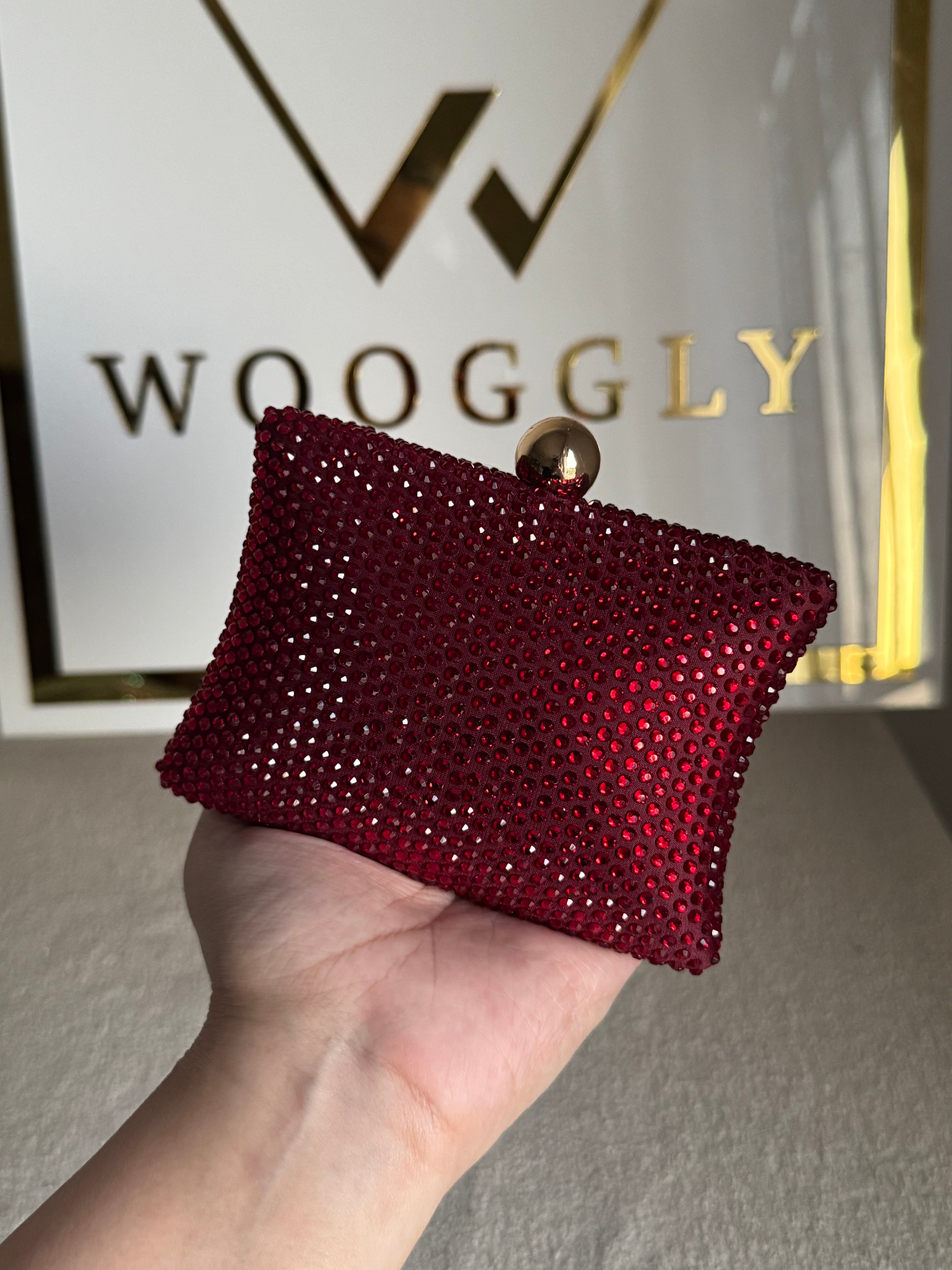 Muse Swarovski Clutch - Reddish Maroon