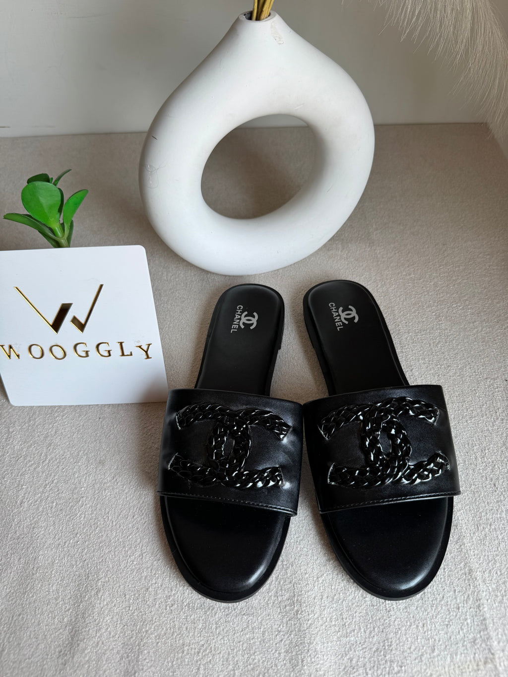 Chanel Essential Black Slides