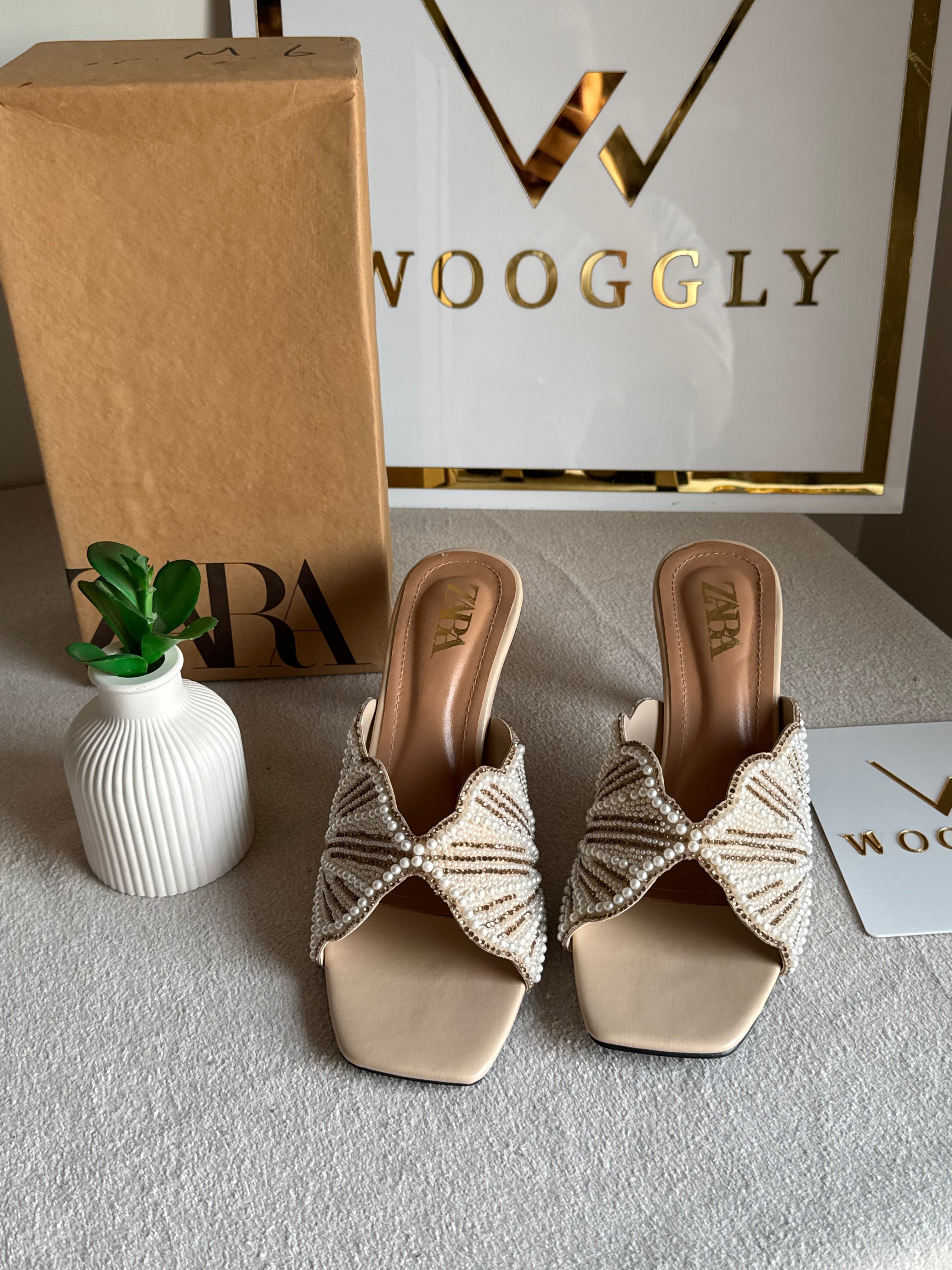 Viral Zara Faux Heels BEIGE with Brand Box