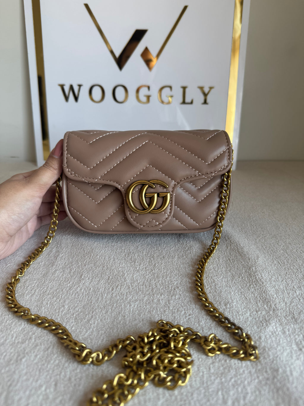 Gucci Signature Bag SMALL - Beige with Box Packing