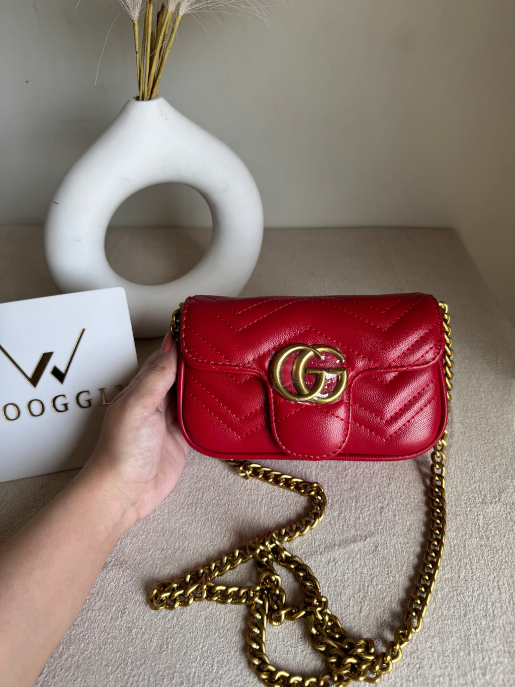 Gucci Signature Bag SMALL - Red with Box Packing
