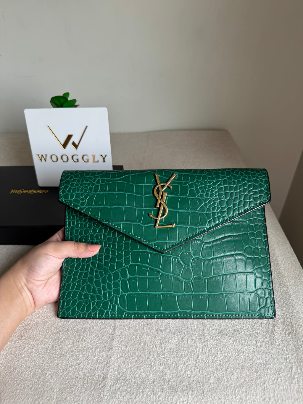 Premium Quality YSL Pouch with Box Packing - Green