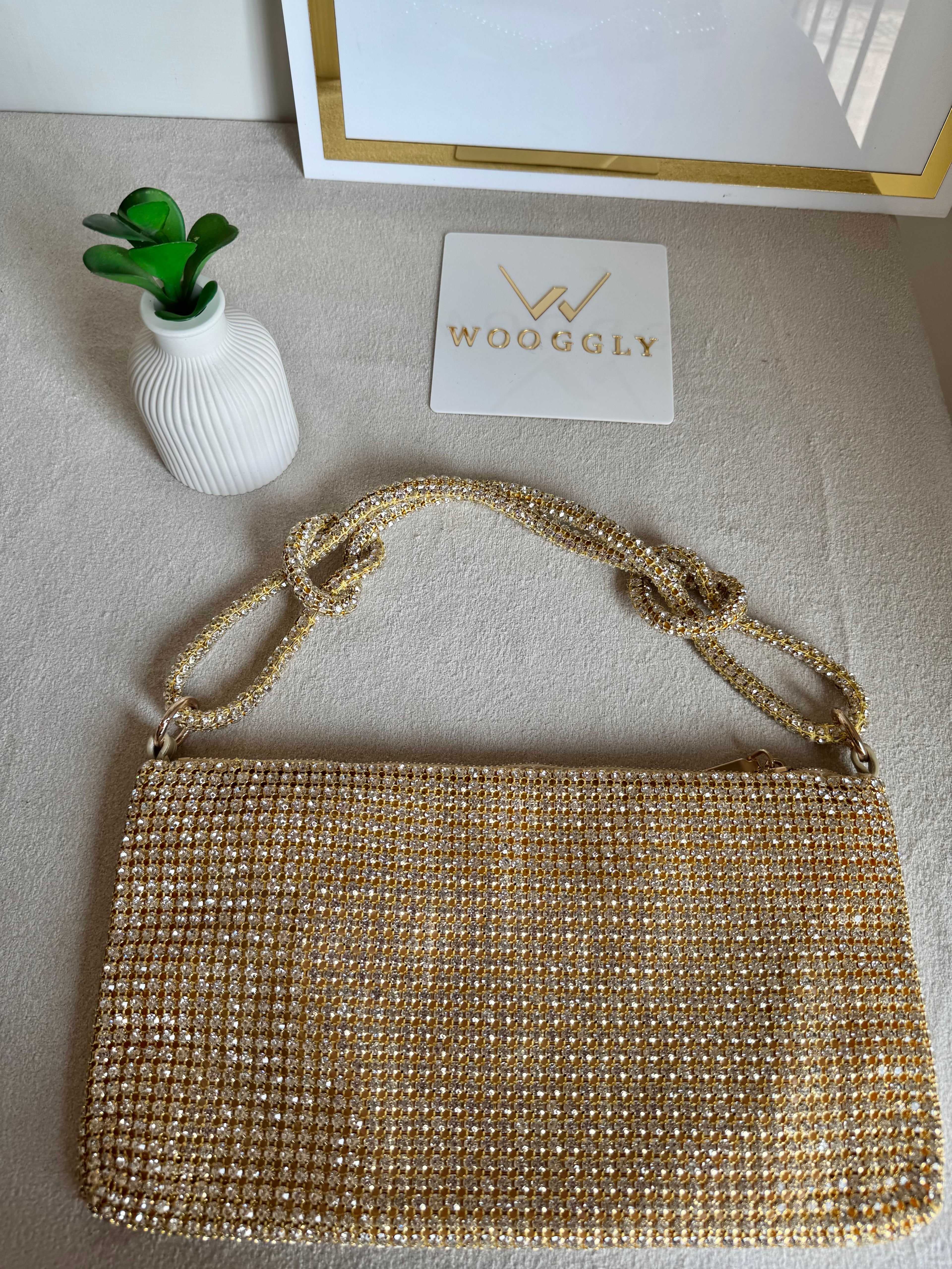 Dreamy Party Wear Rhinestone Bag - Butter Yellow