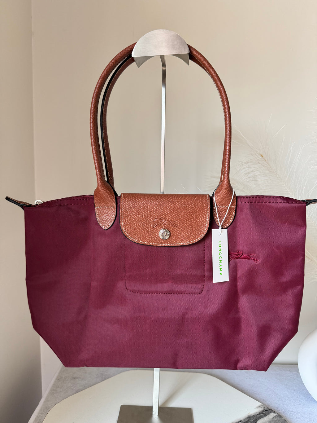 Longchamp Tote MEDIUM - Wine Red (WITH BRAND LOGO)