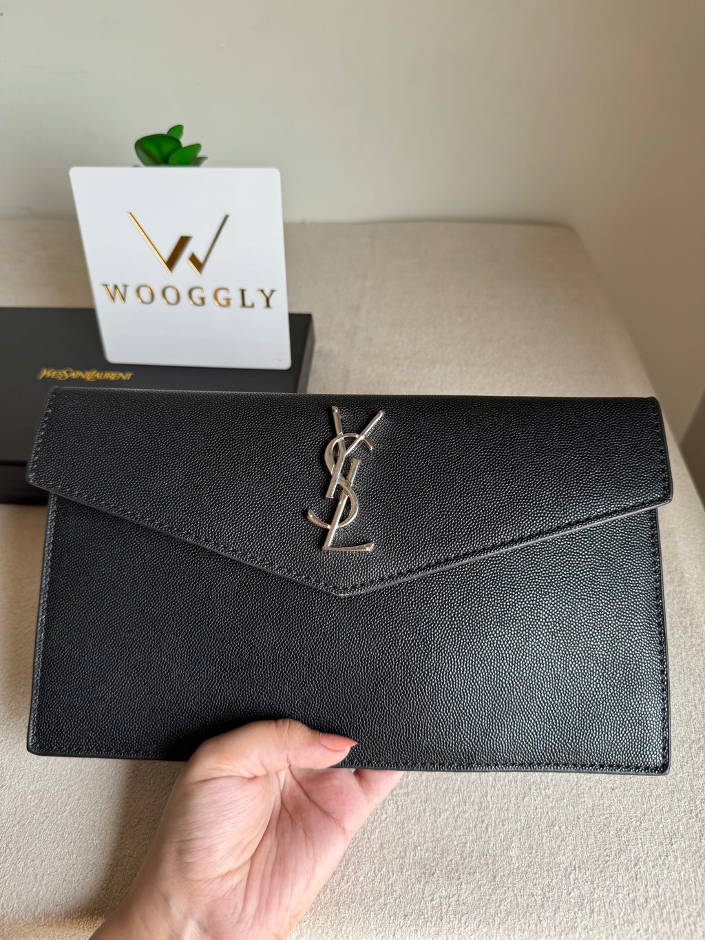 Premium Quality YSL Pouch with Box Packing - BLACK