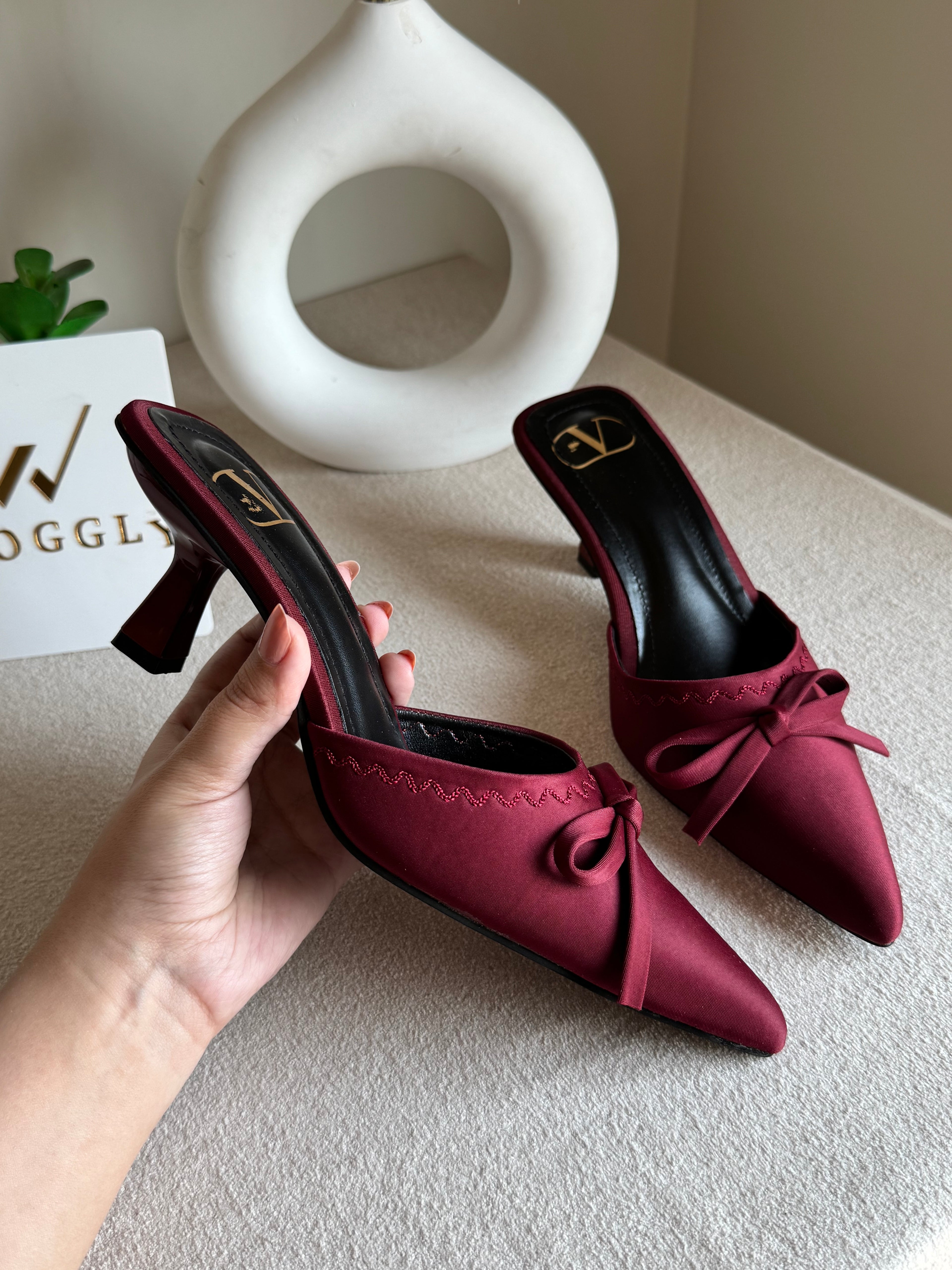 Valentino Bow Heels - Maroon