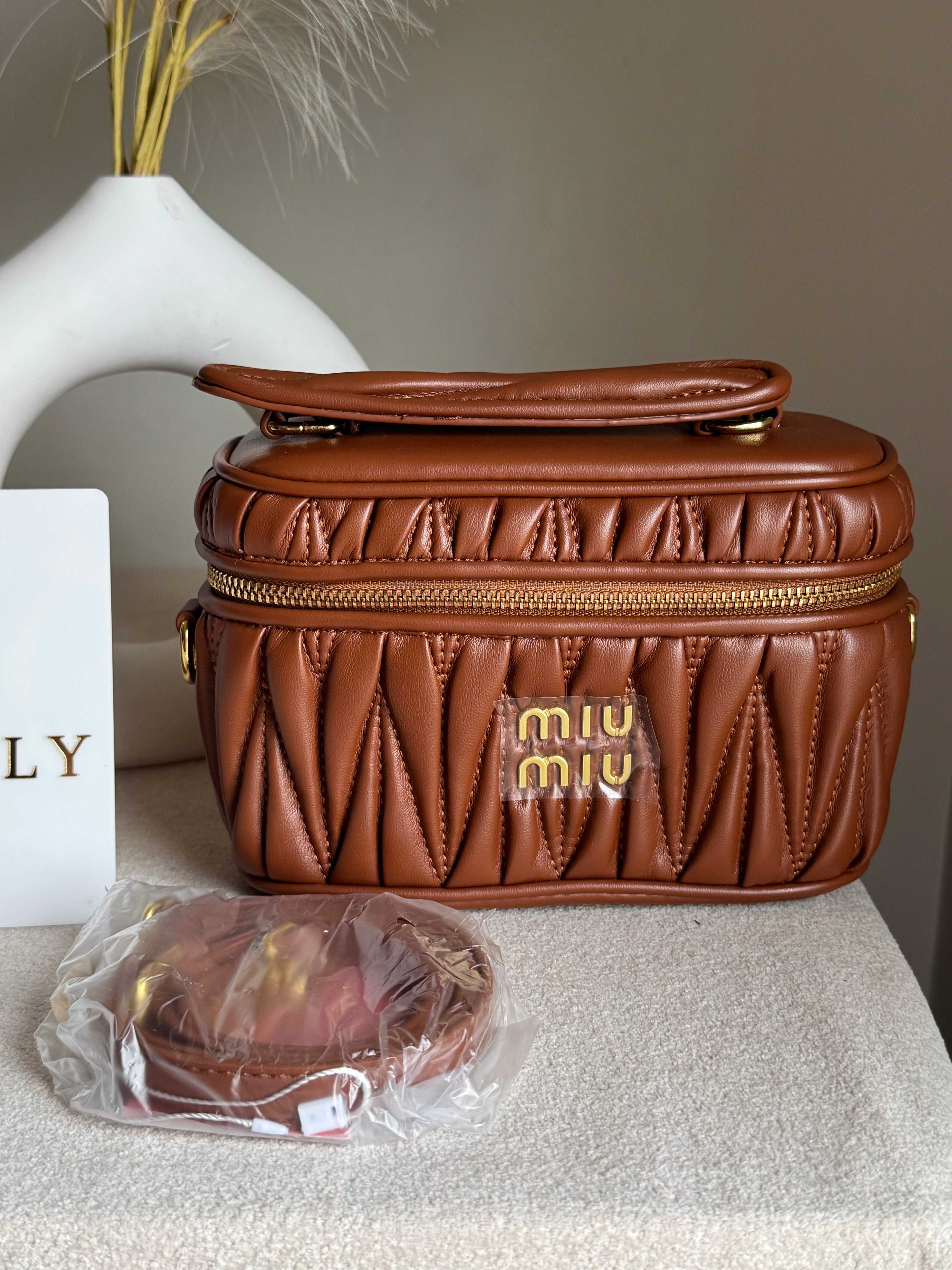 Miu Miu Quilted Crossbody Bag - Fall Brown