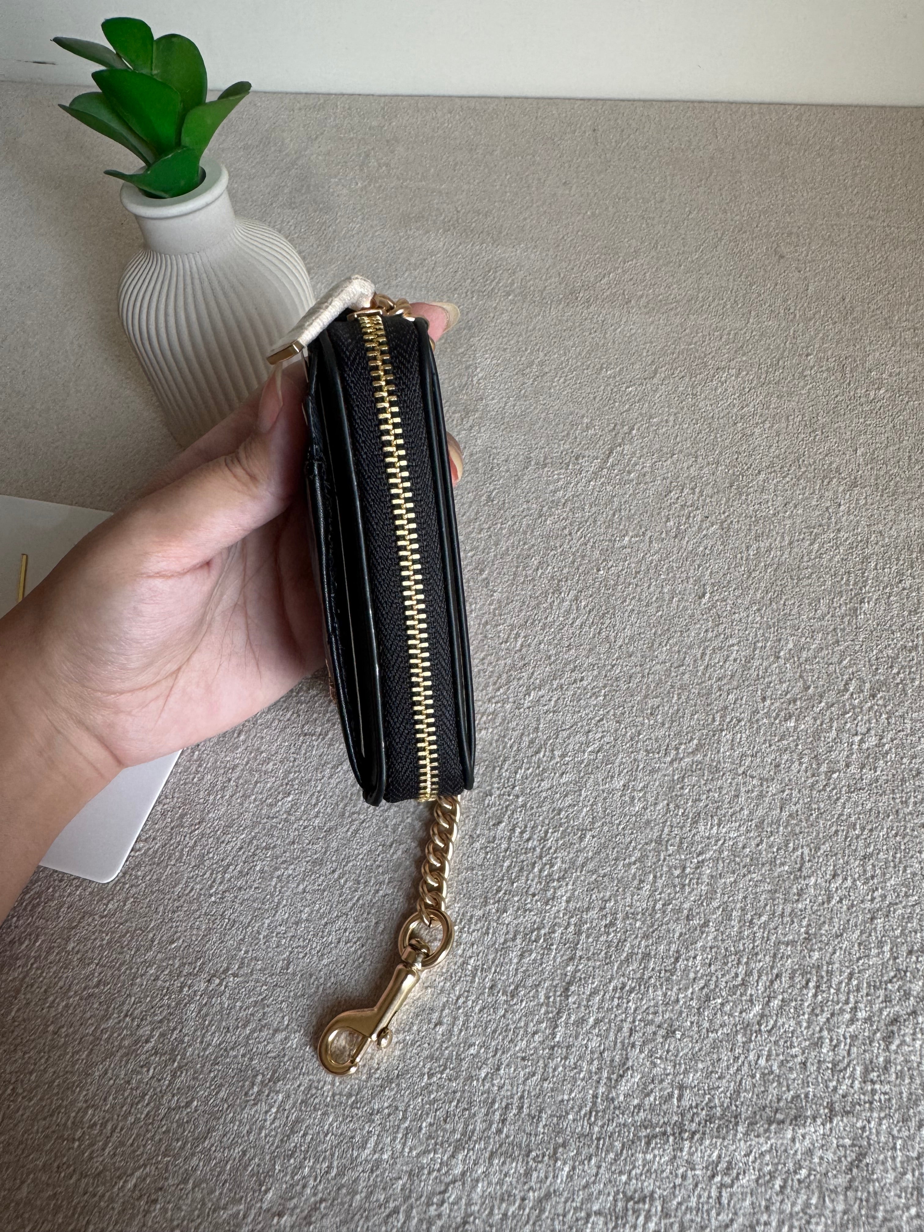 Coach Zip Card Case Patterned Black