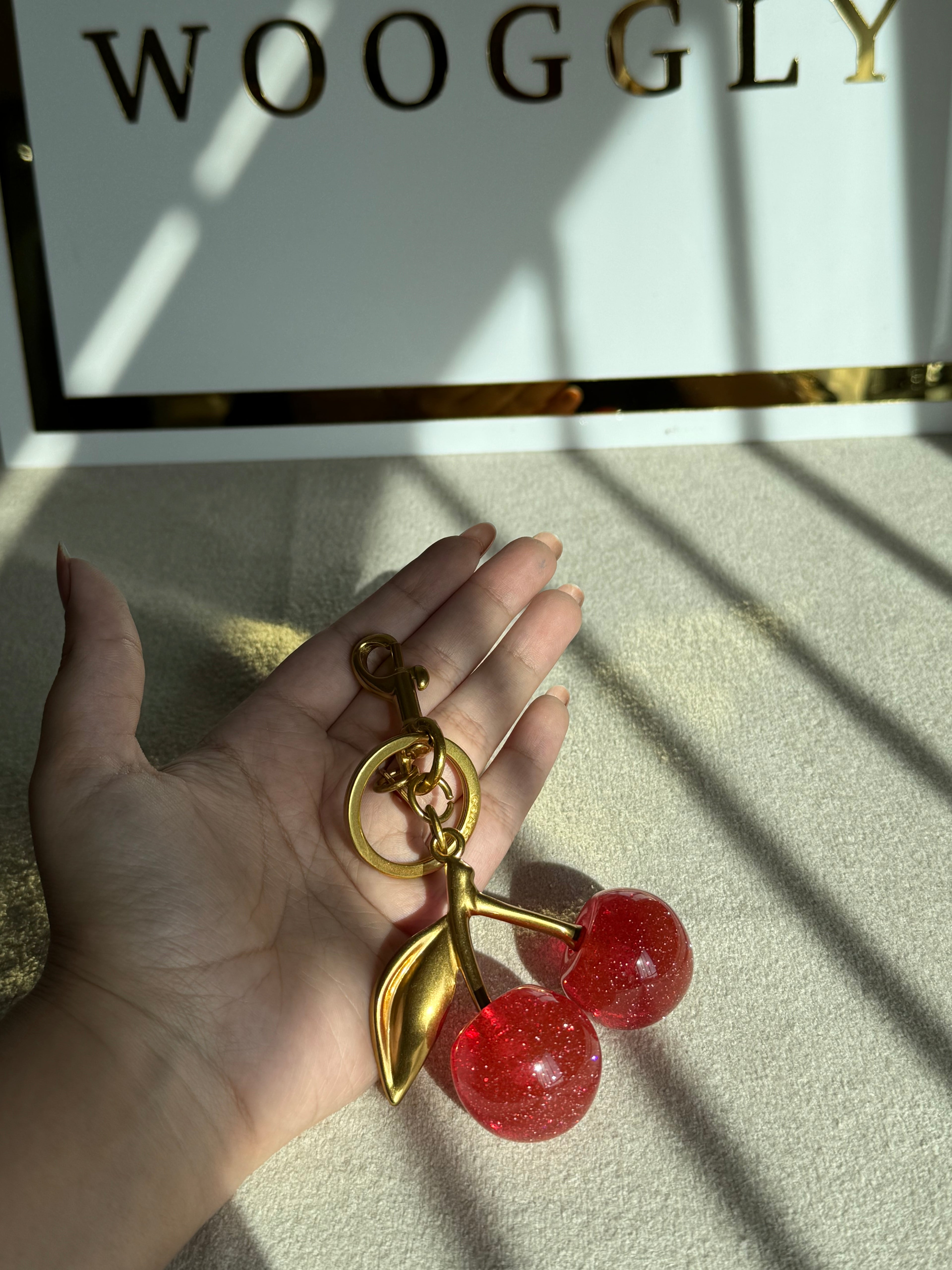 PREMIUM Coach Branded Cherry Bag Charm - Red & Gold