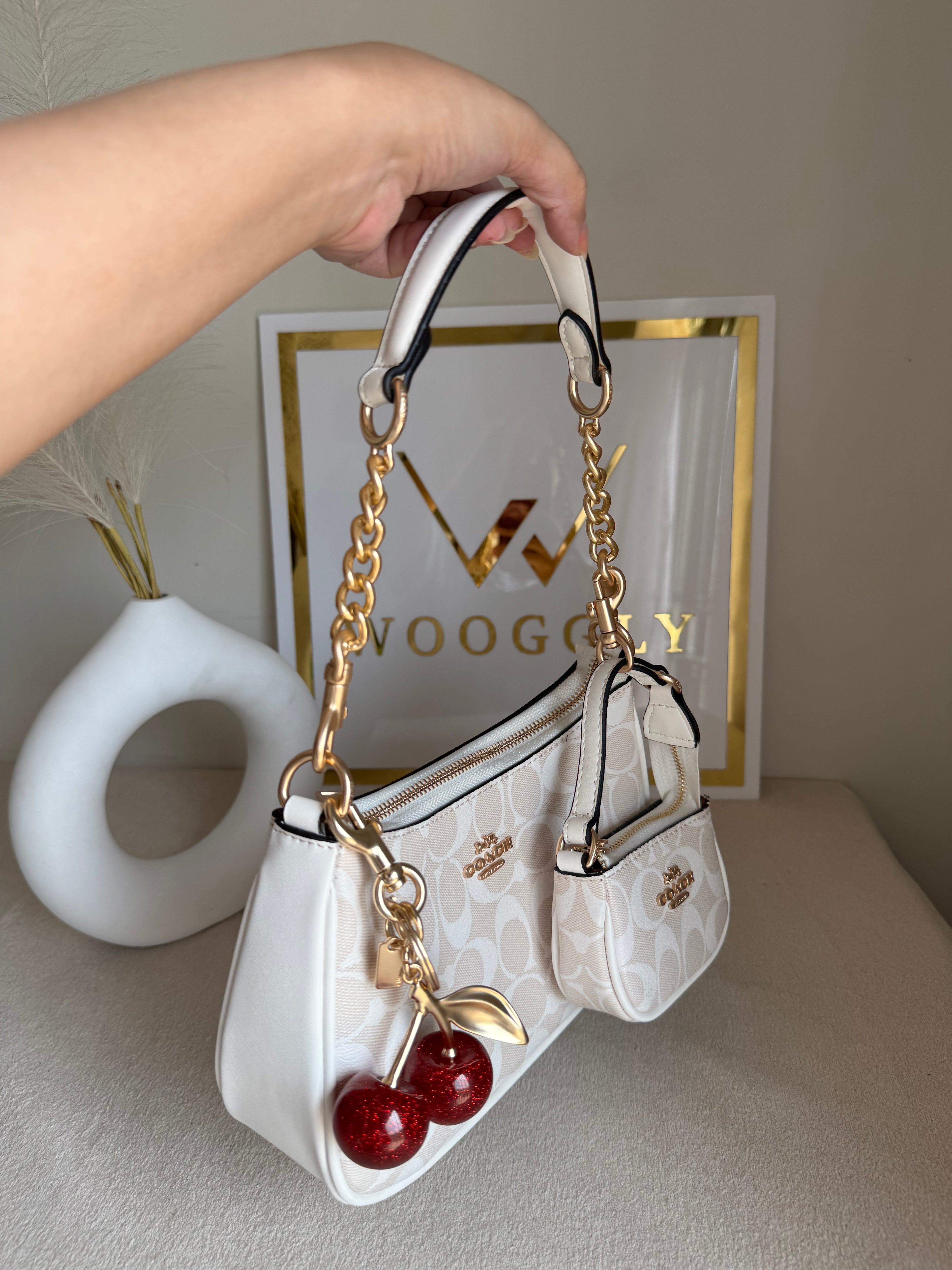 COACH Teri Gift Box with Baby Teri Charm & Coach Cherry Charm - White