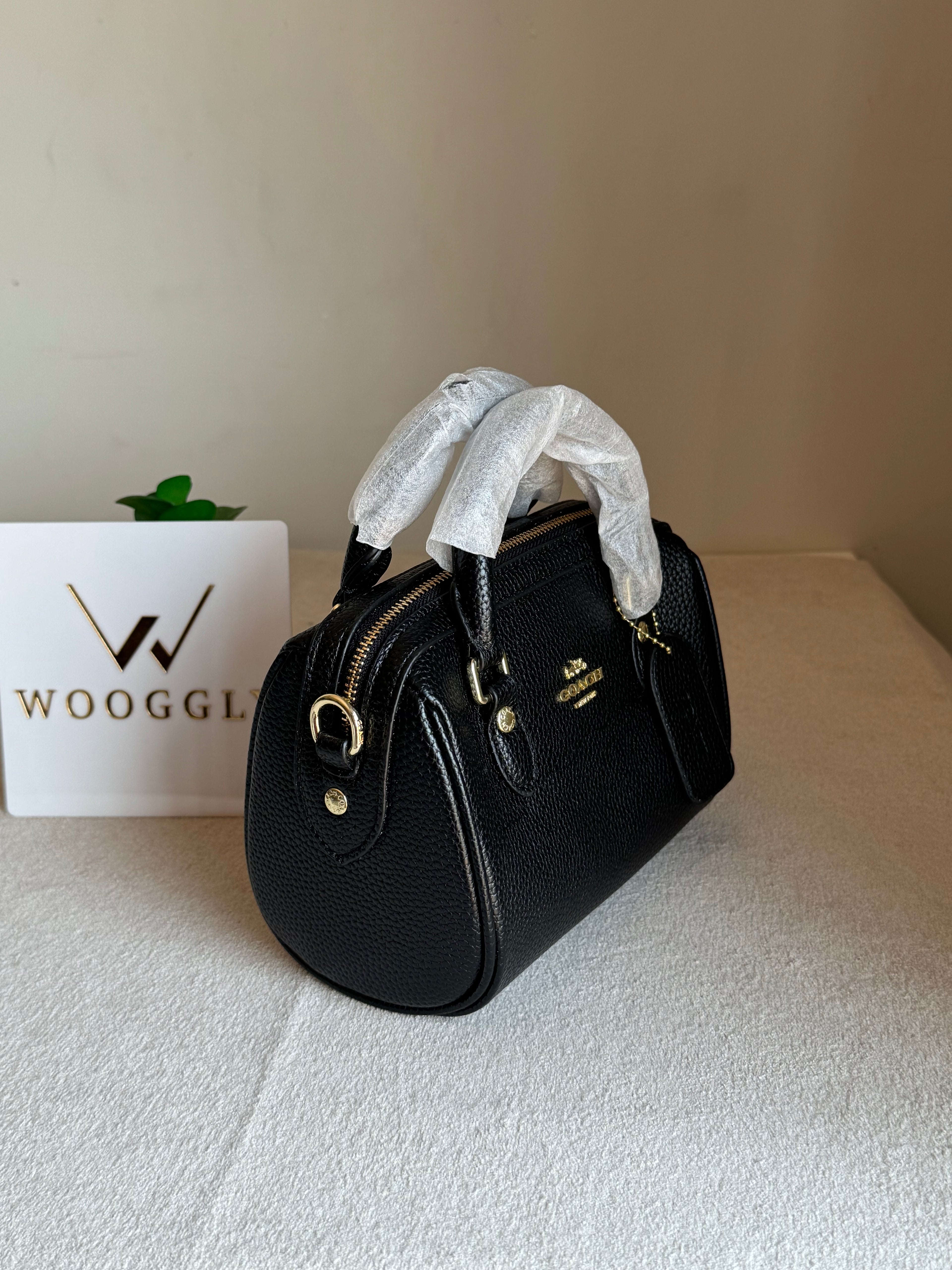 COACH Mini Duffle Bag PREMIUM with Long Strap BLACK - BOX PACKING