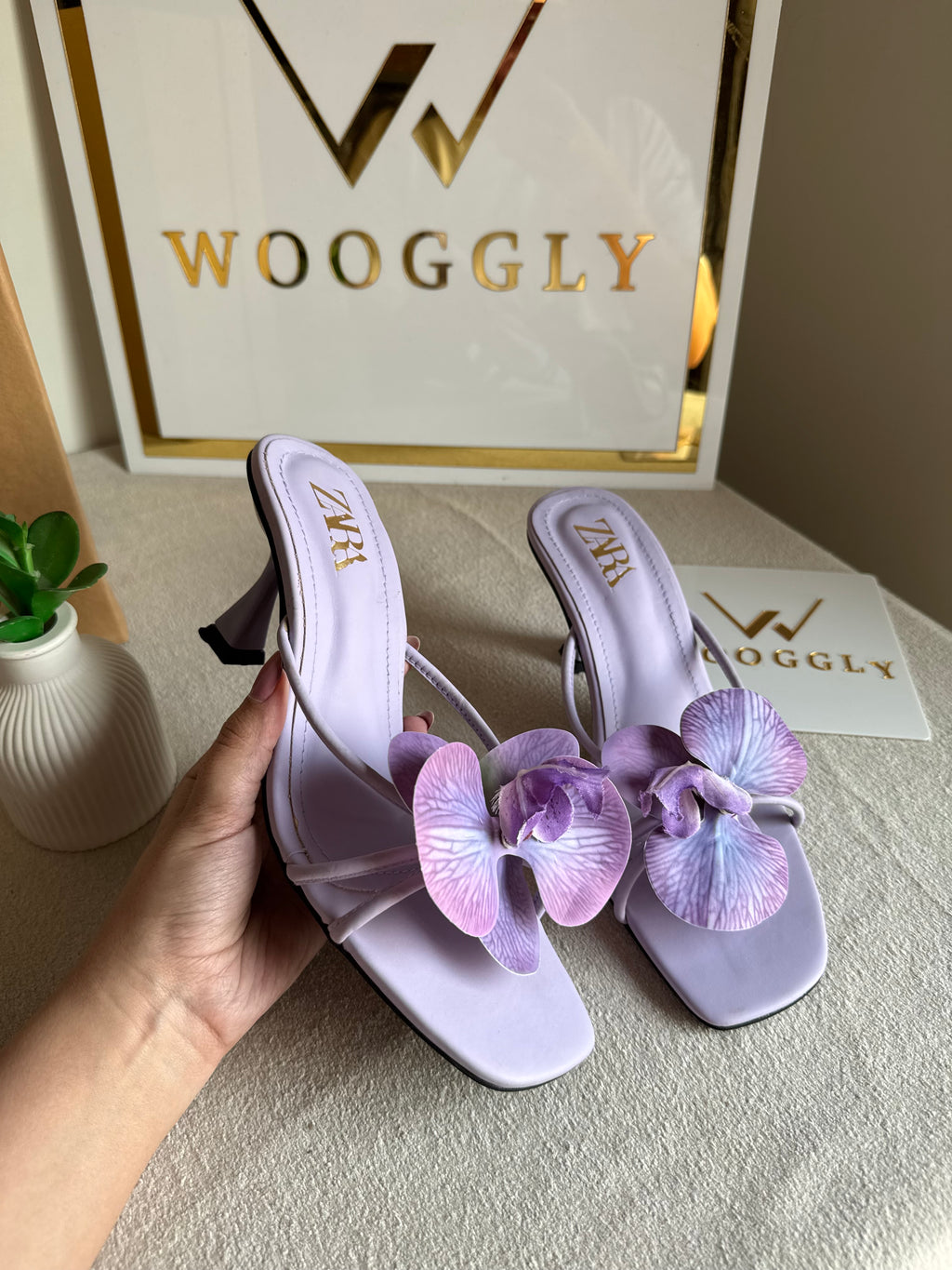 Zara Flower Heels LILAC - with Brand Box
