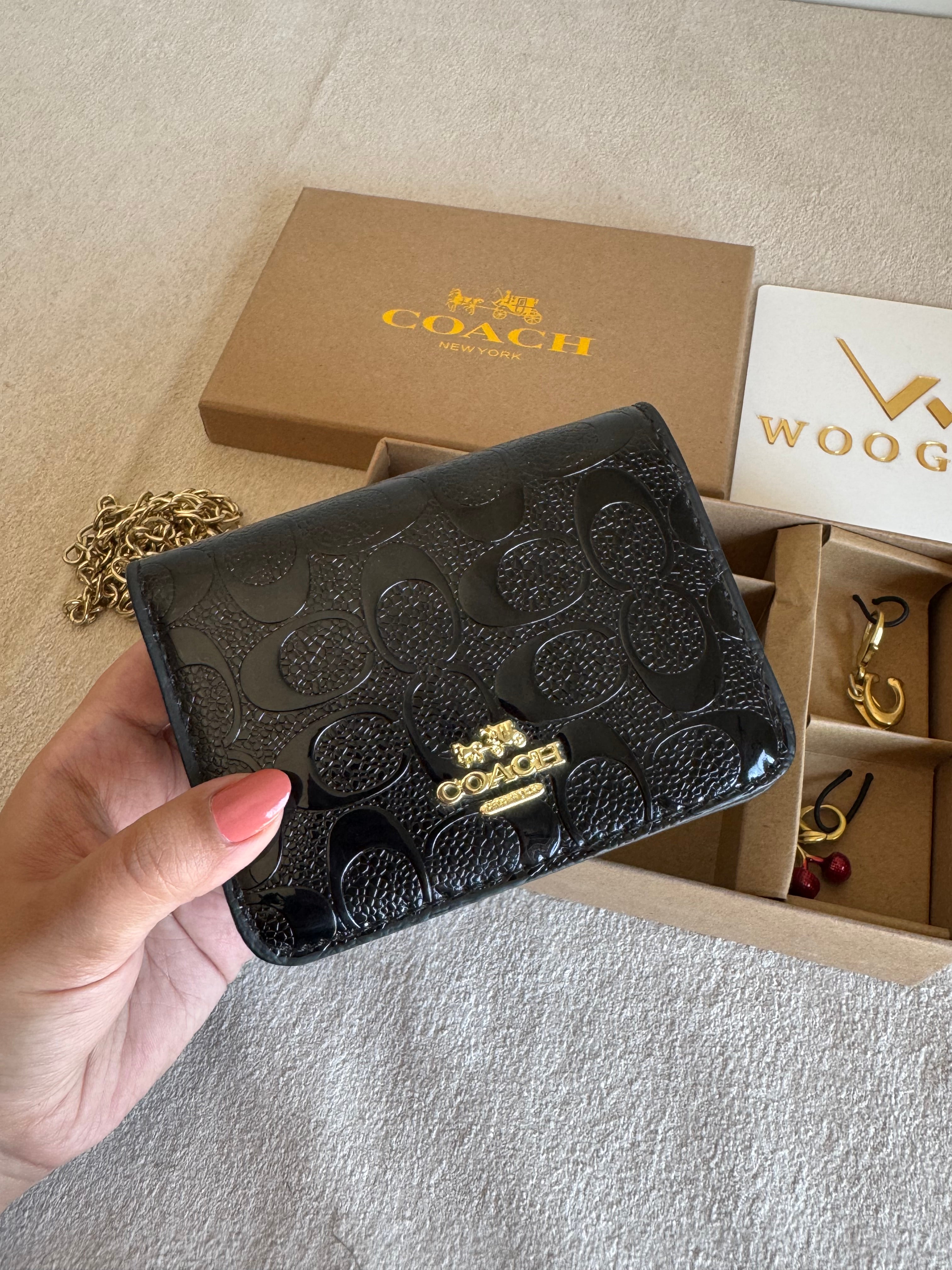 Coach Wallet with 2 Charms Gift Set - Glam Black