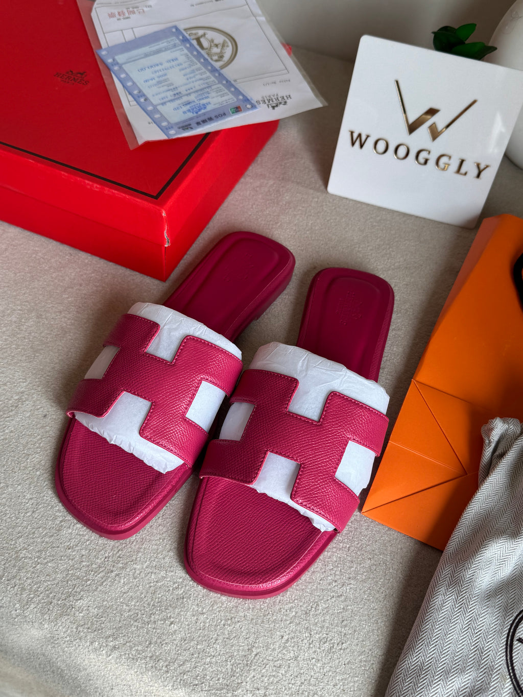 Premium Hermes Slides Hot Pink