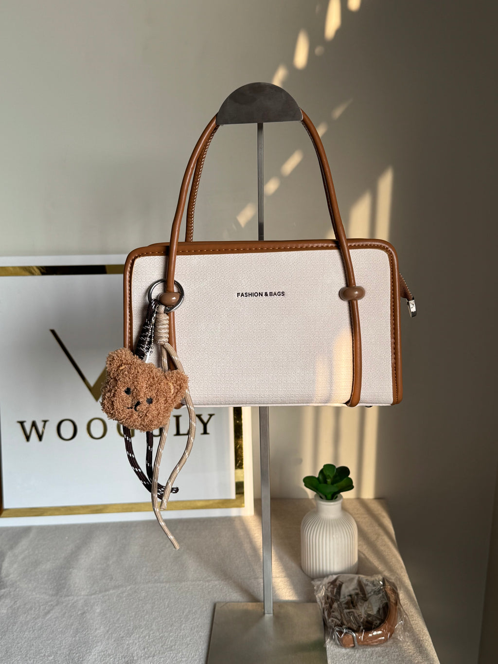 Coco White Teddy Bag with Teddy Bag Charm