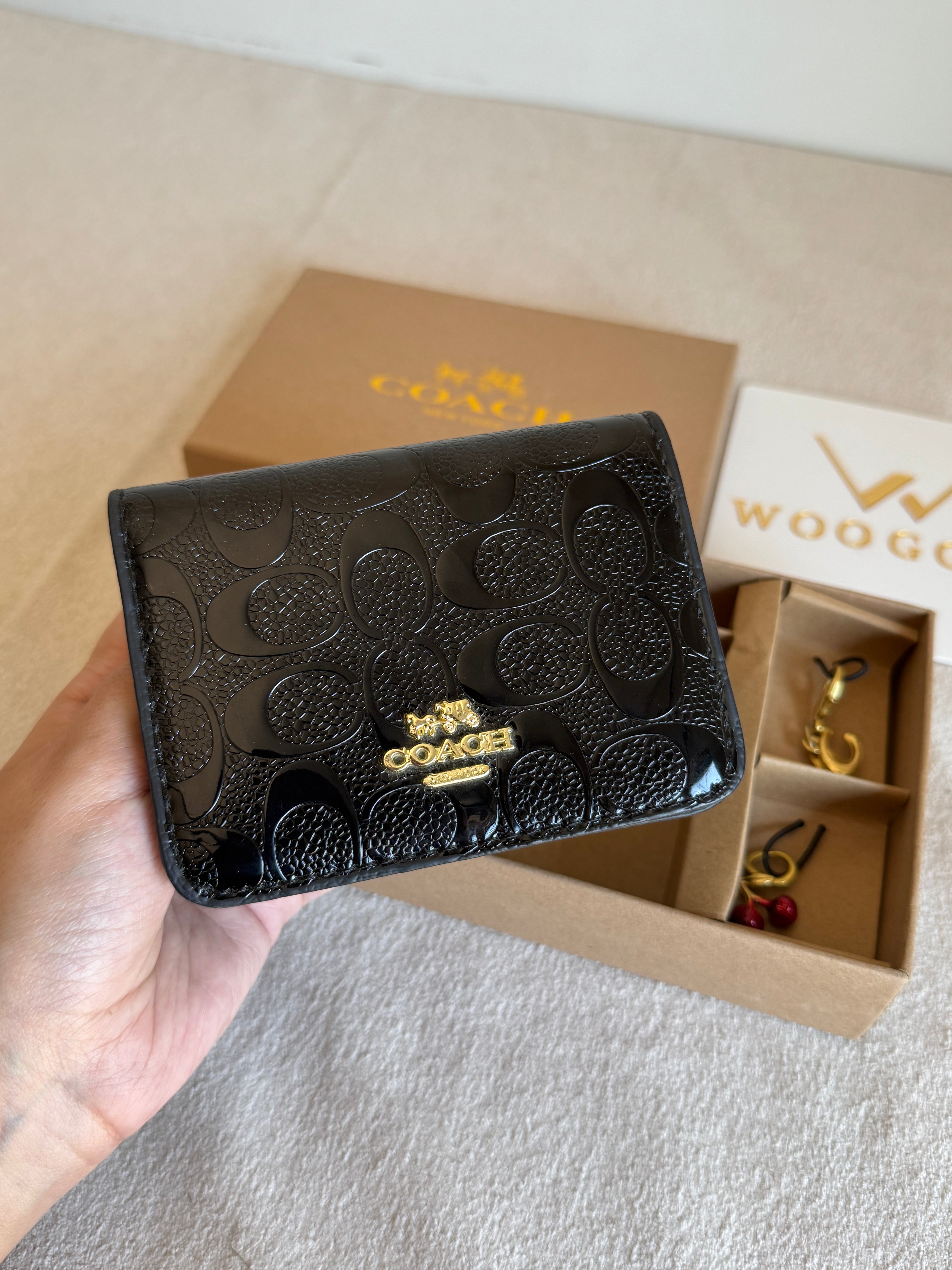 Coach Wallet with 2 Charms Gift Set - Glam Black