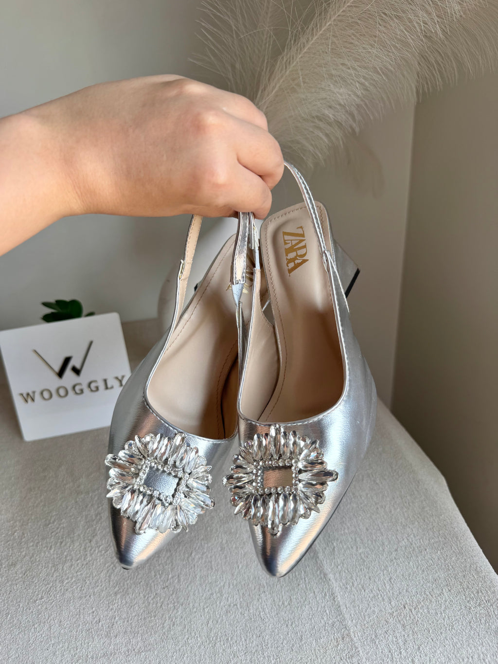 Zara Crystal Heels - Silver