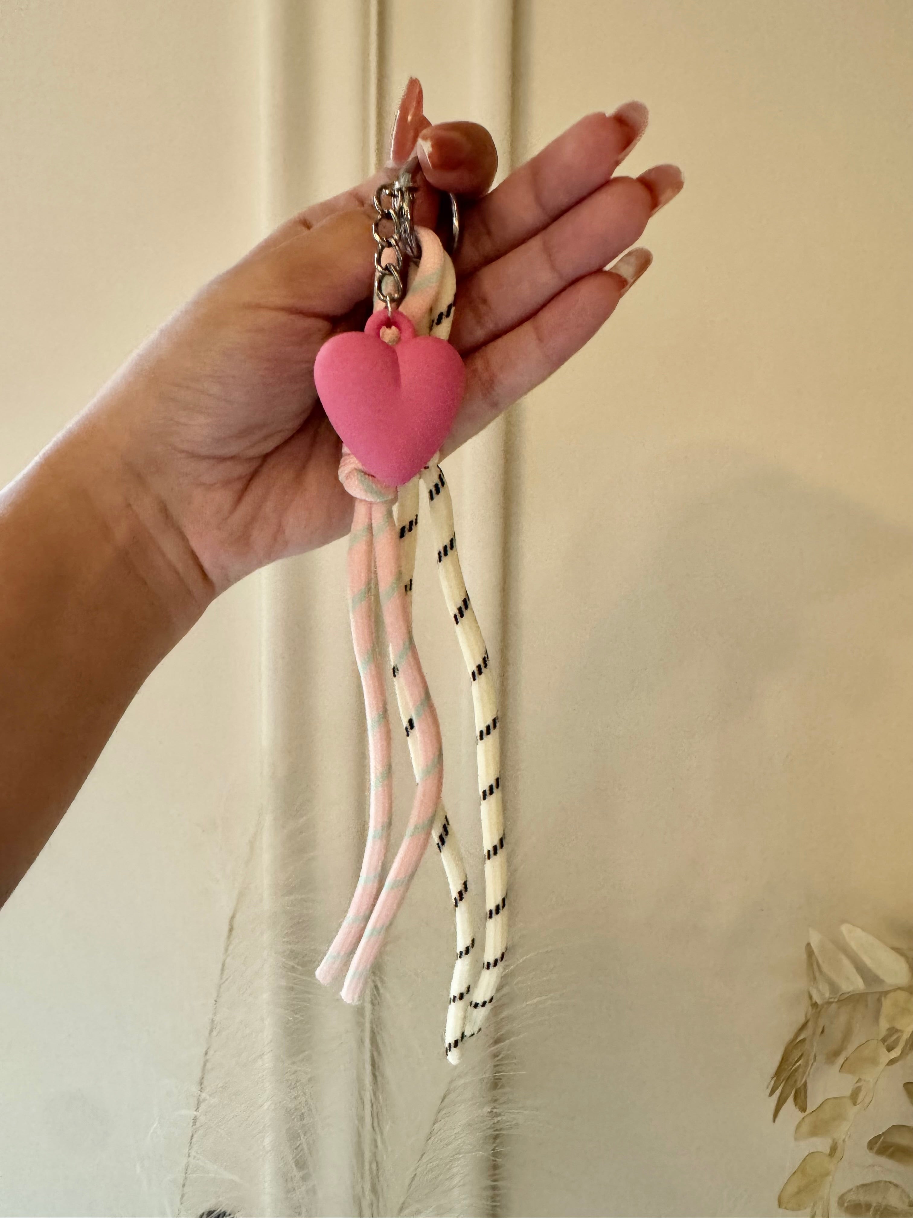 Pink Heart Bag Charm