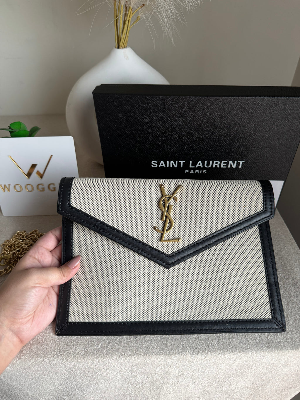 Premium Quality YSL Pouch with Box Packing - Statement Black