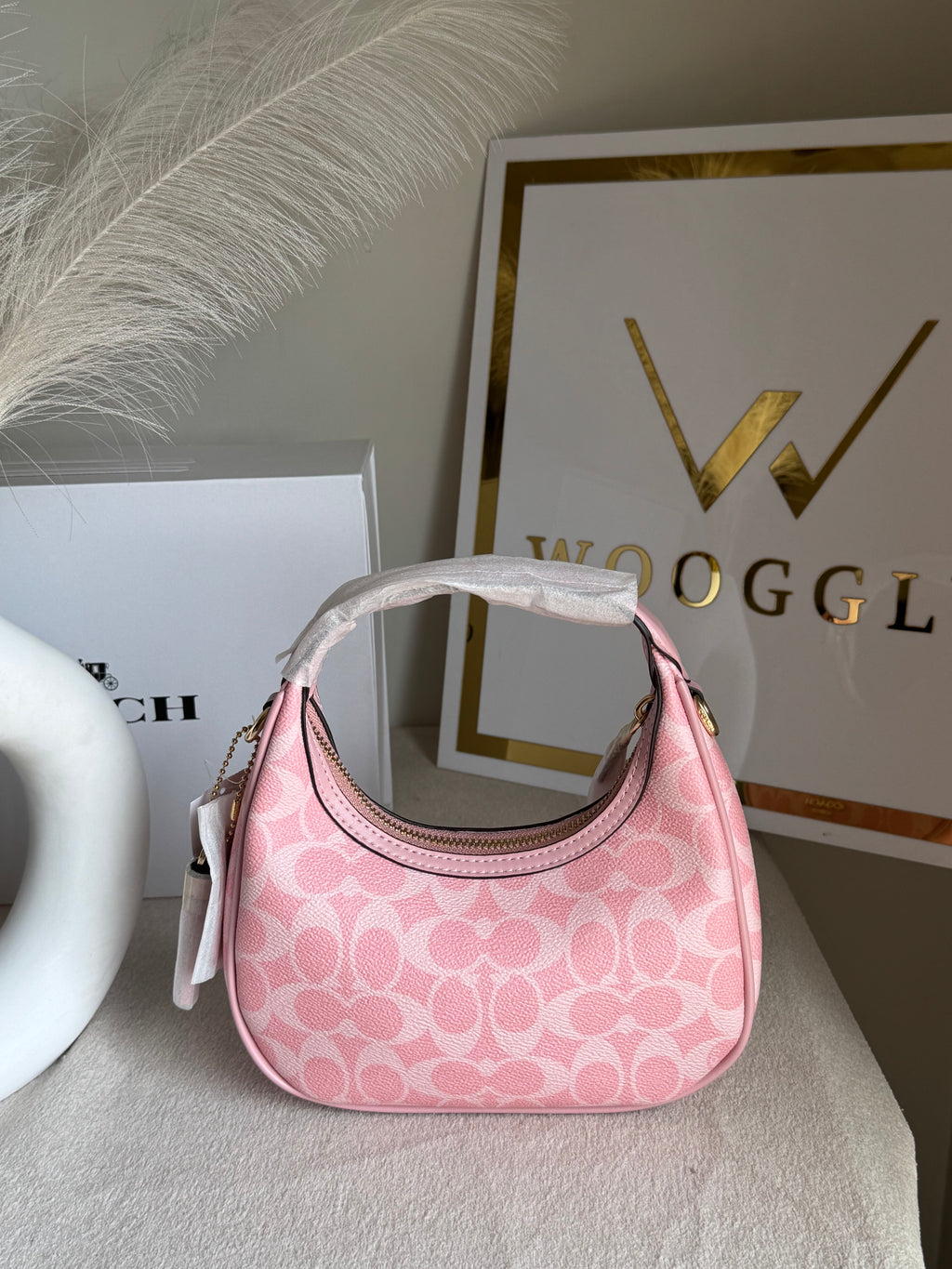 COACH Powder Pink Pretty Bag with Long Strap - BOX PACKING