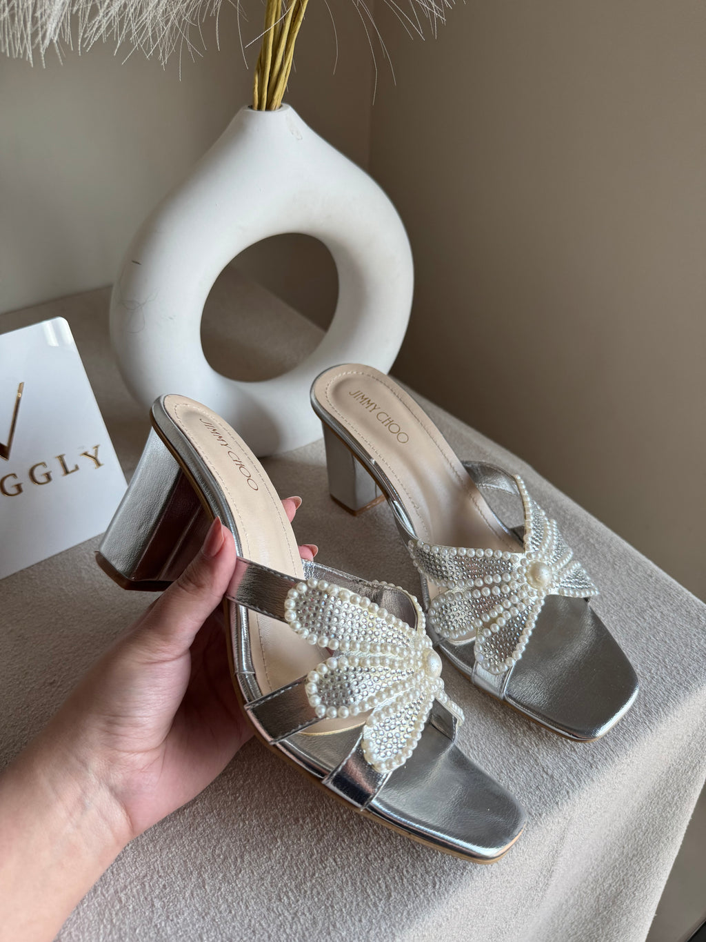 Jimmy Choo Pearl Heels - Silver